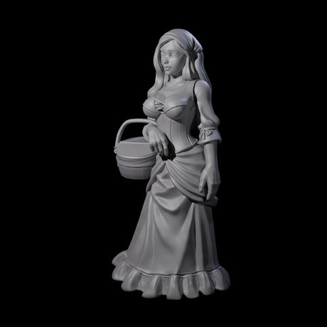 Cute Villager on Errands Miniature for Dungeons and Dragons, Pathfinder or other TTRPGs