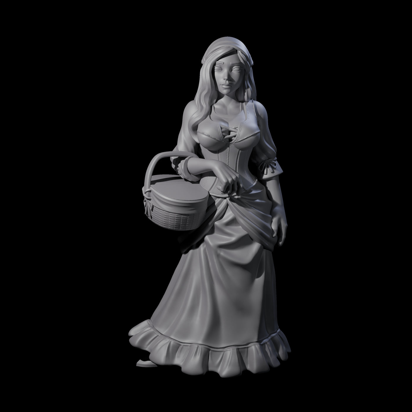 Cute Villager on Errands Miniature for Dungeons and Dragons, Pathfinder or other TTRPGs