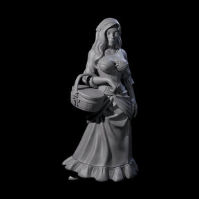 Cute Villager on Errands Miniature for Dungeons and Dragons, Pathfinder or other TTRPGs