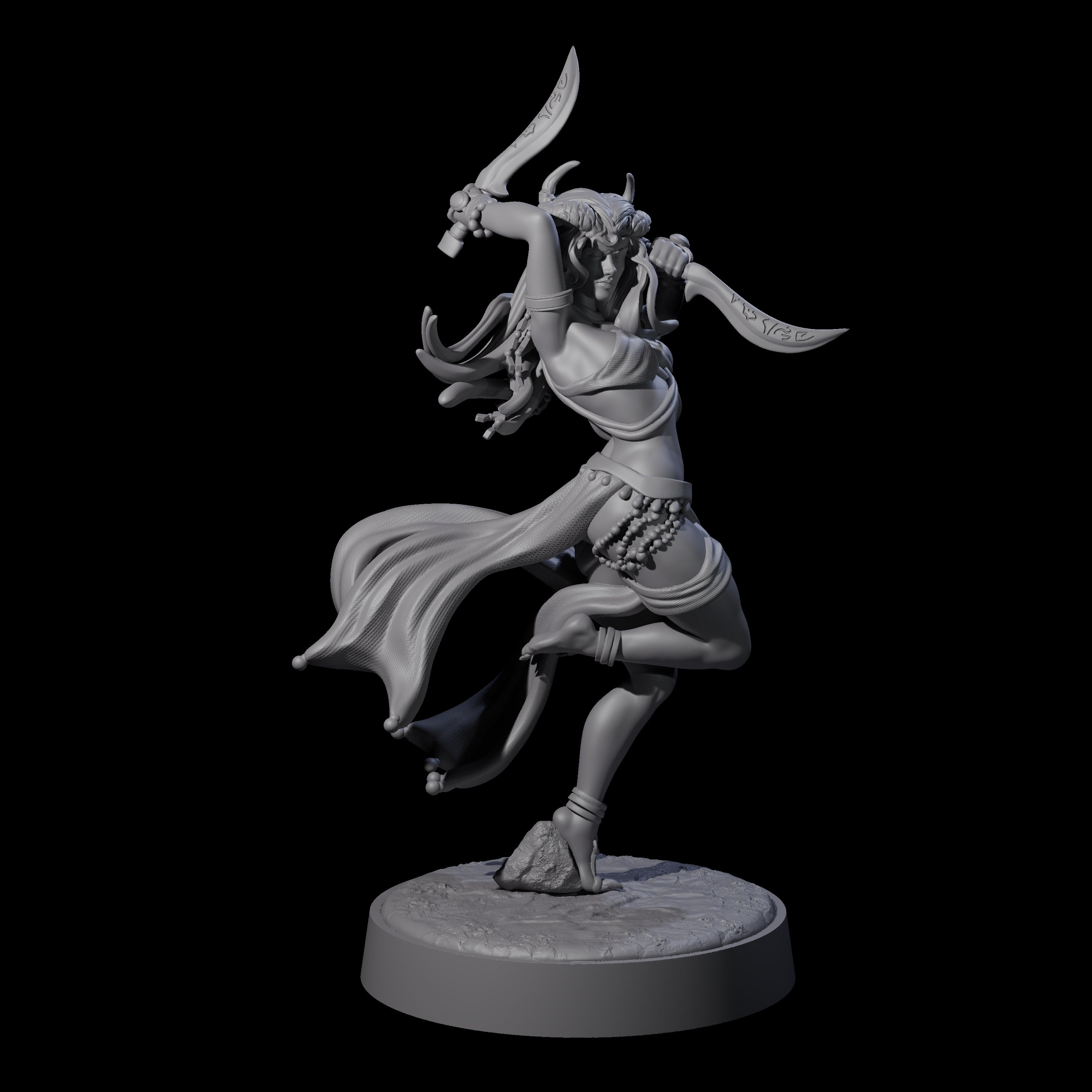 Dancing Tiefling Rogue Miniature for Dungeons and Dragons, Pathfinder or other TTRPGs