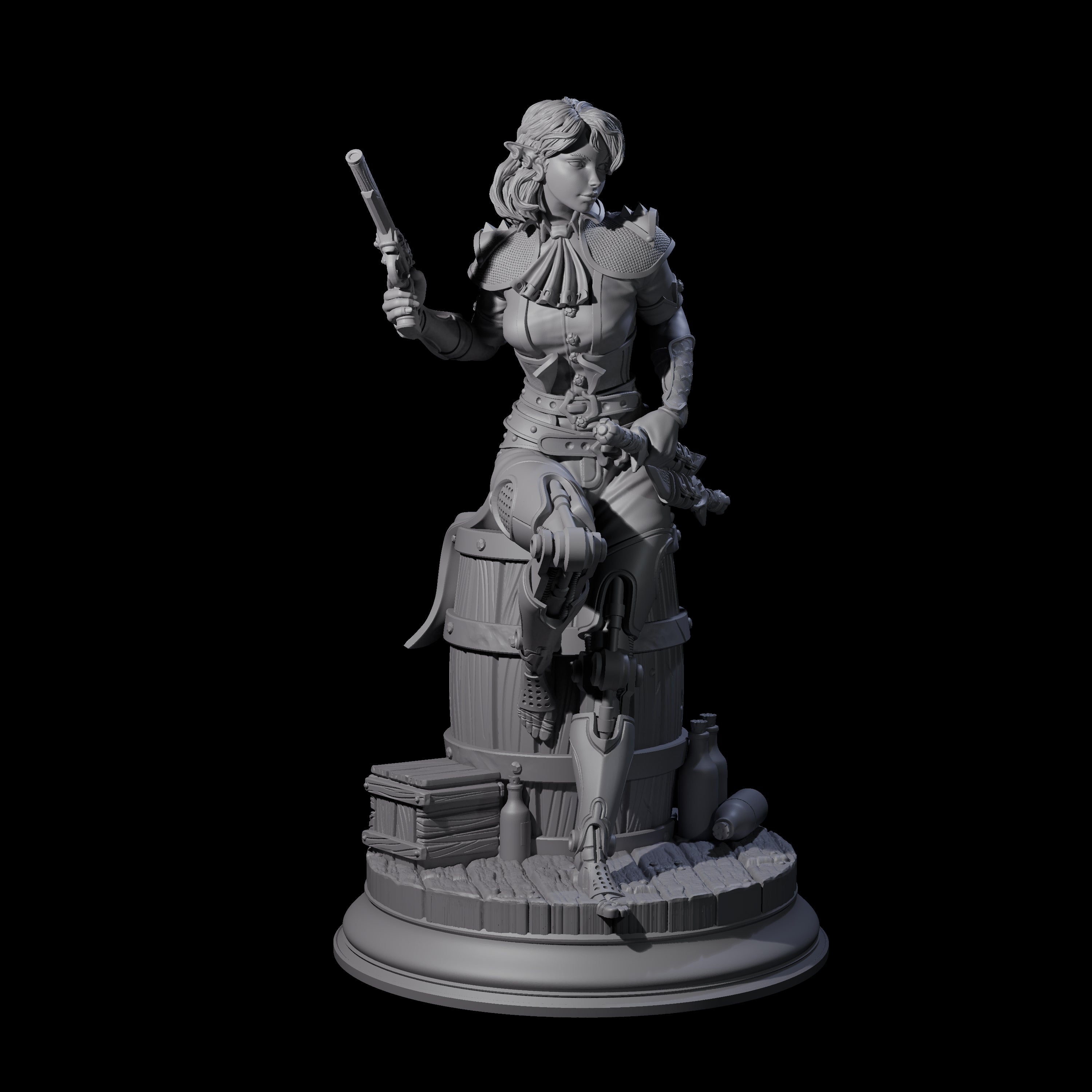 Daring Elf Gunslinger Miniature for Dungeons and Dragons, Pathfinder or other TTRPGs