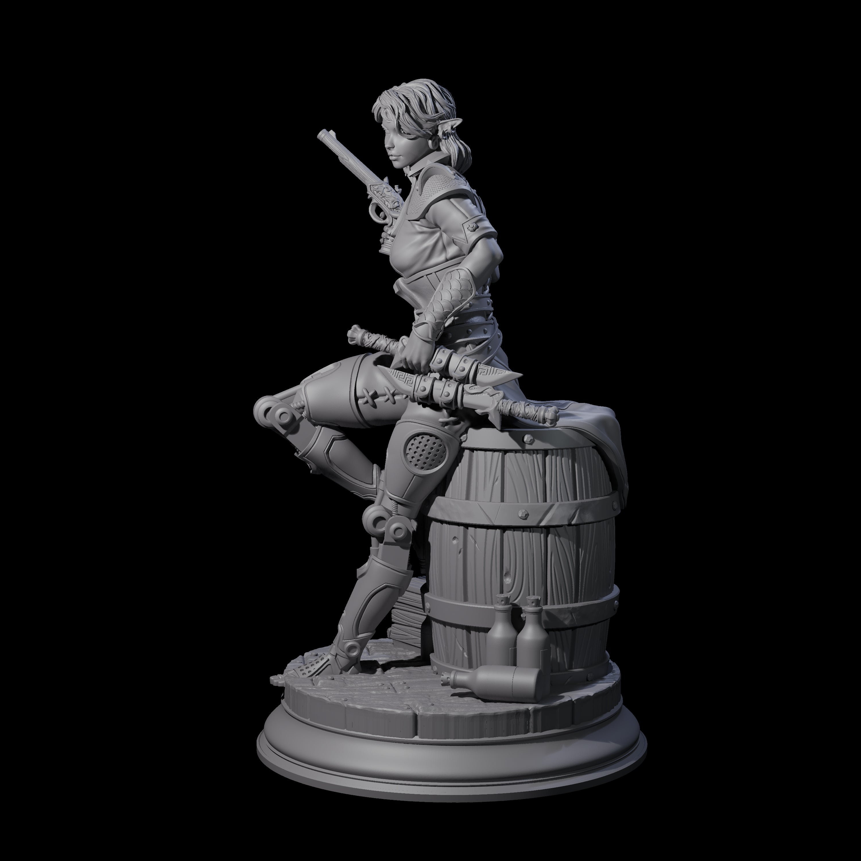Daring Elf Gunslinger Miniature for Dungeons and Dragons, Pathfinder or other TTRPGs