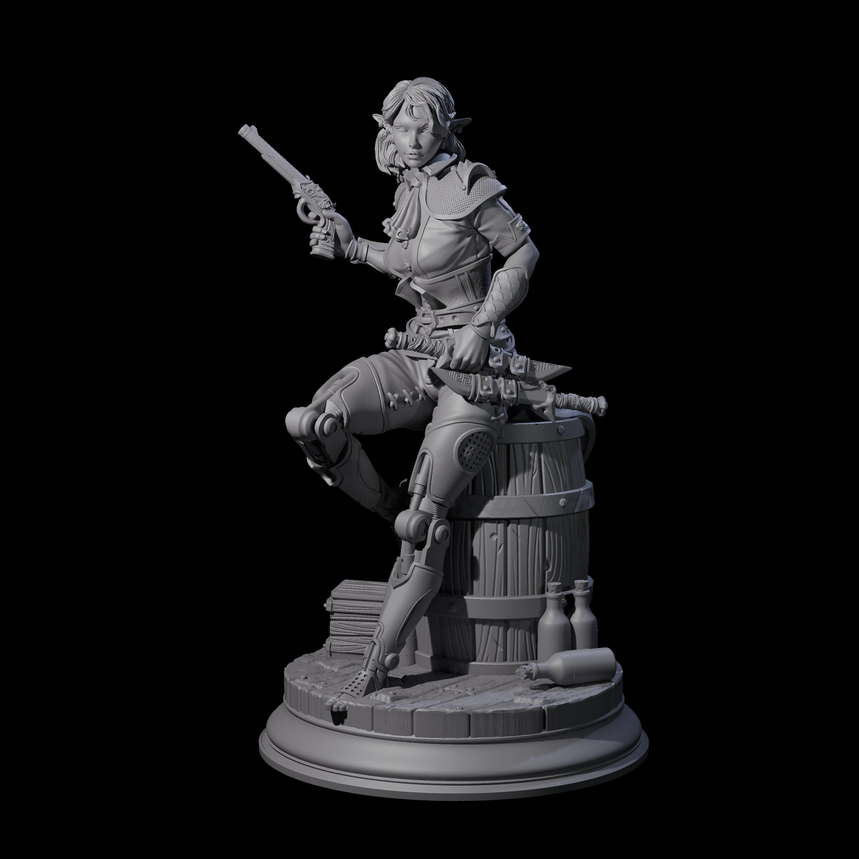 Daring Elf Gunslinger Miniature for Dungeons and Dragons, Pathfinder or other TTRPGs