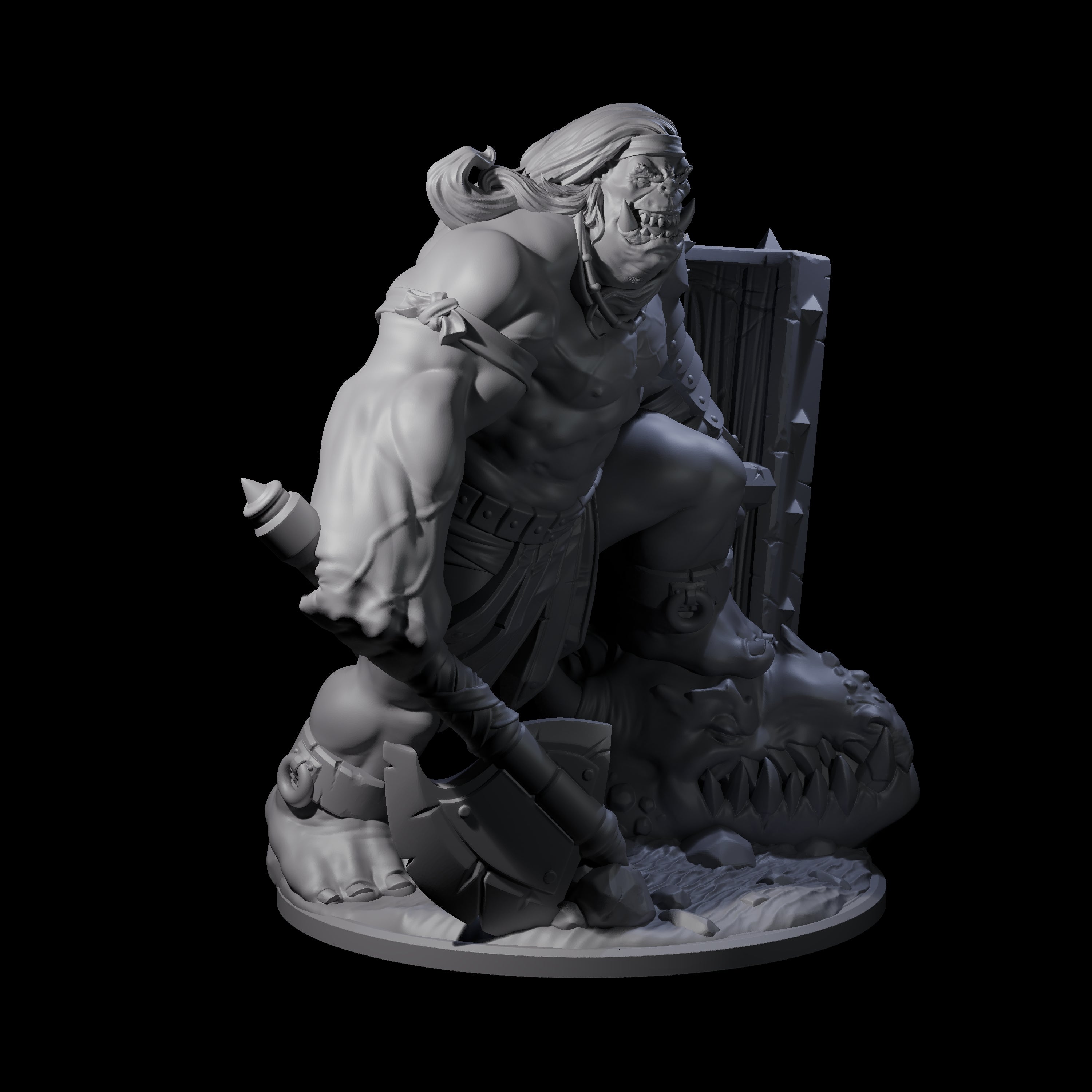Daring Orc Warlord Miniature for Dungeons and Dragons, Pathfinder or other TTRPGs