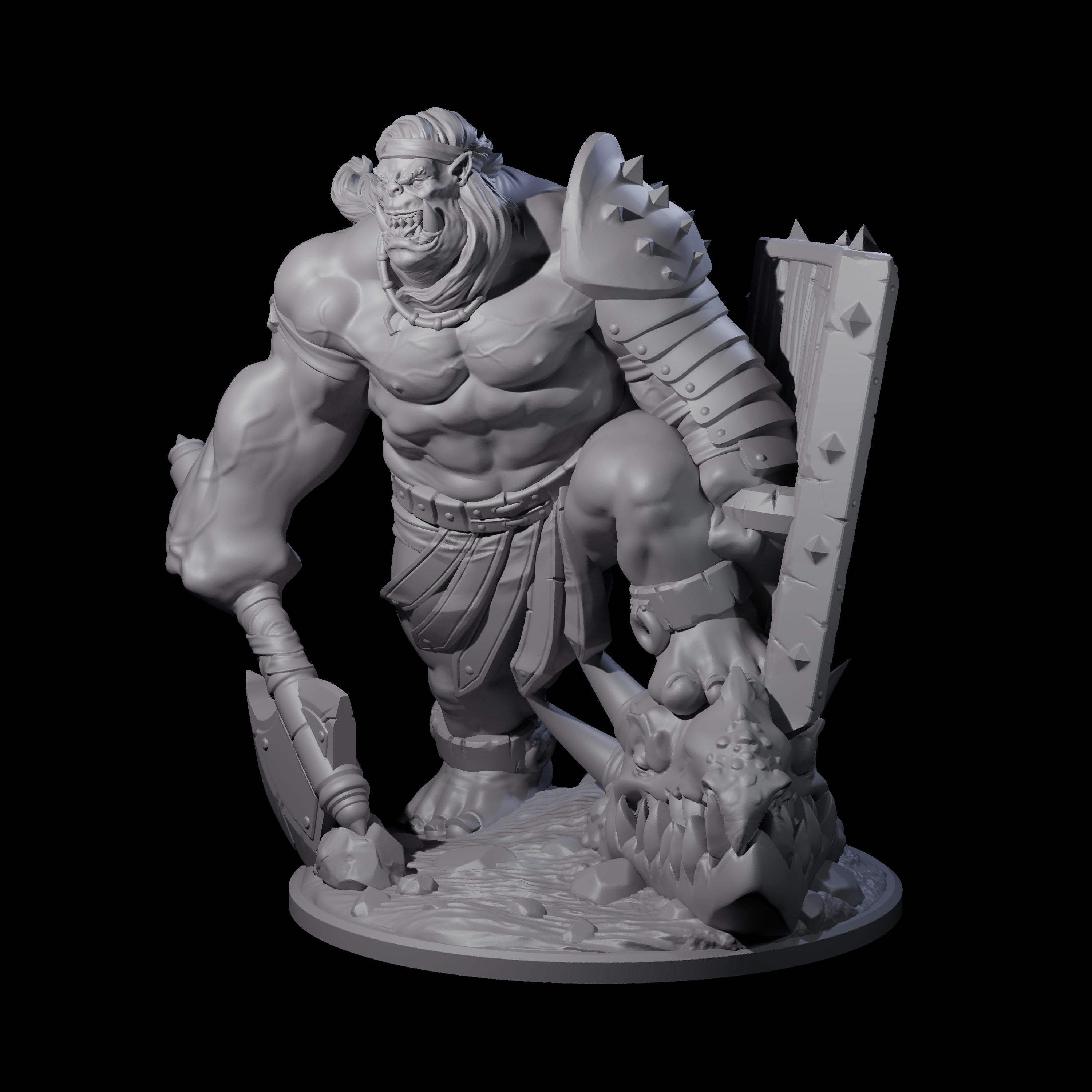 Daring Orc Warlord Miniature for Dungeons and Dragons, Pathfinder or other TTRPGs