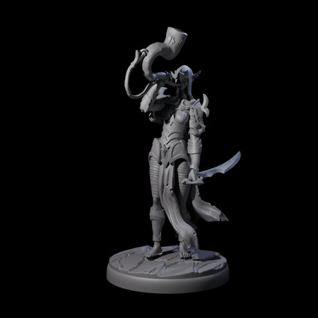 Dark Elf Trumpteer C Miniature for Dungeons and Dragons, Pathfinder or other TTRPGs