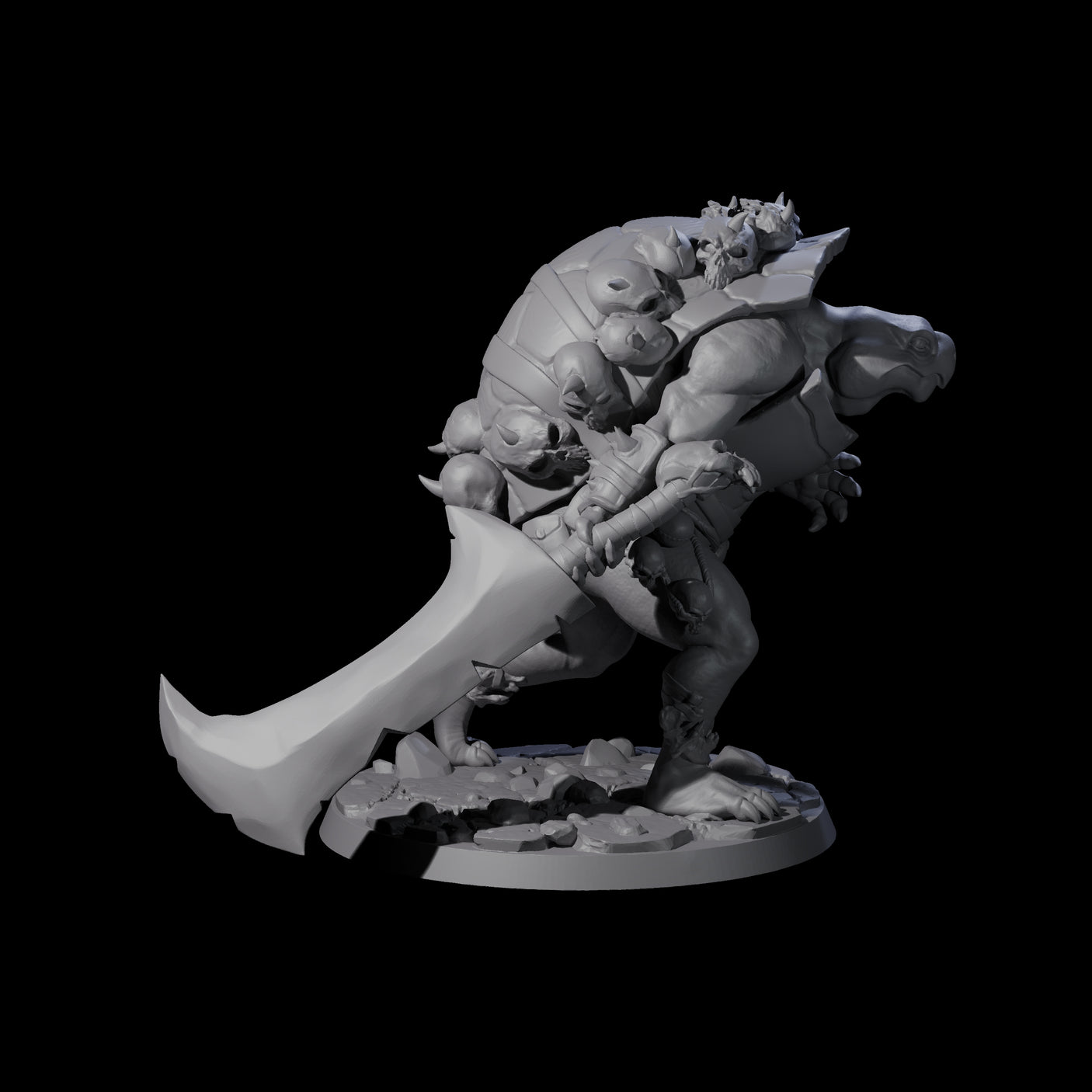 Death Barbarian Tortle Miniature for Dungeons and Dragons, Pathfinder or other TTRPGs