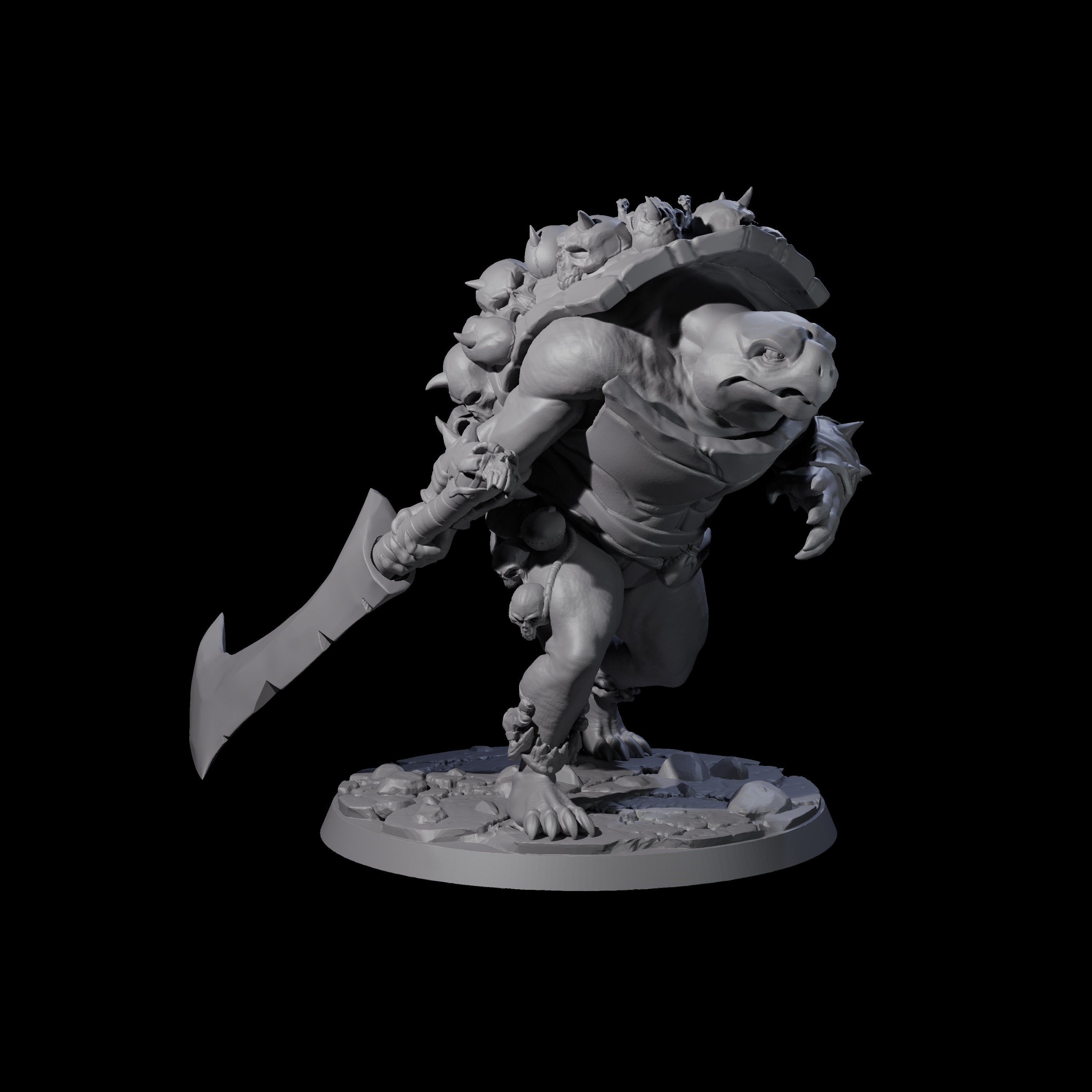 Death Barbarian Tortle Miniature for Dungeons and Dragons, Pathfinder or other TTRPGs
