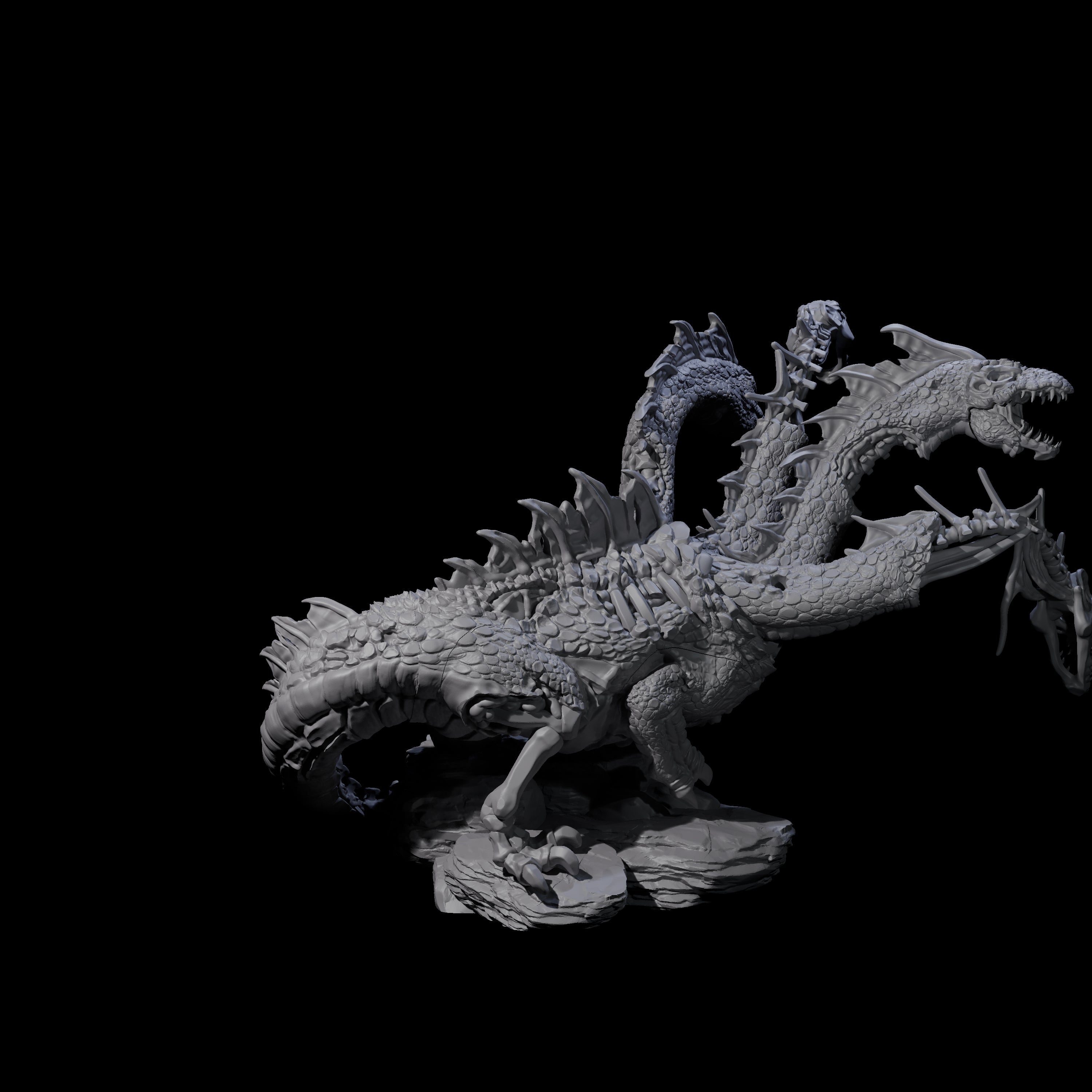 Decaying Undead Hydra Miniature for Dungeons and Dragons, Pathfinder or other TTRPGs