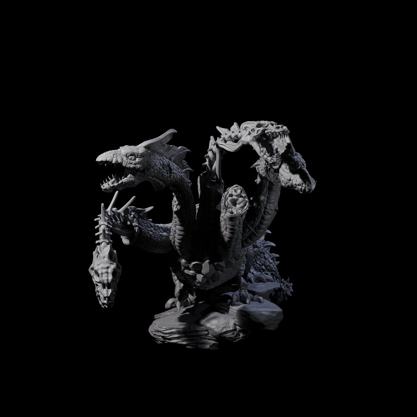 Decaying Undead Hydra Miniature for Dungeons and Dragons, Pathfinder or other TTRPGs