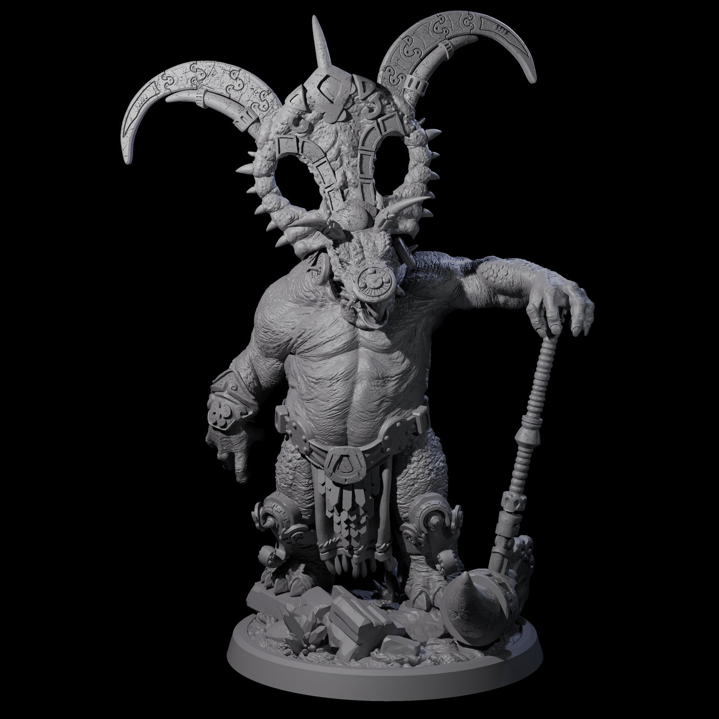 Decorated Dinosaur Lizardfolk Warrior B Miniature for Dungeons and Dragons, Pathfinder or other TTRPGs