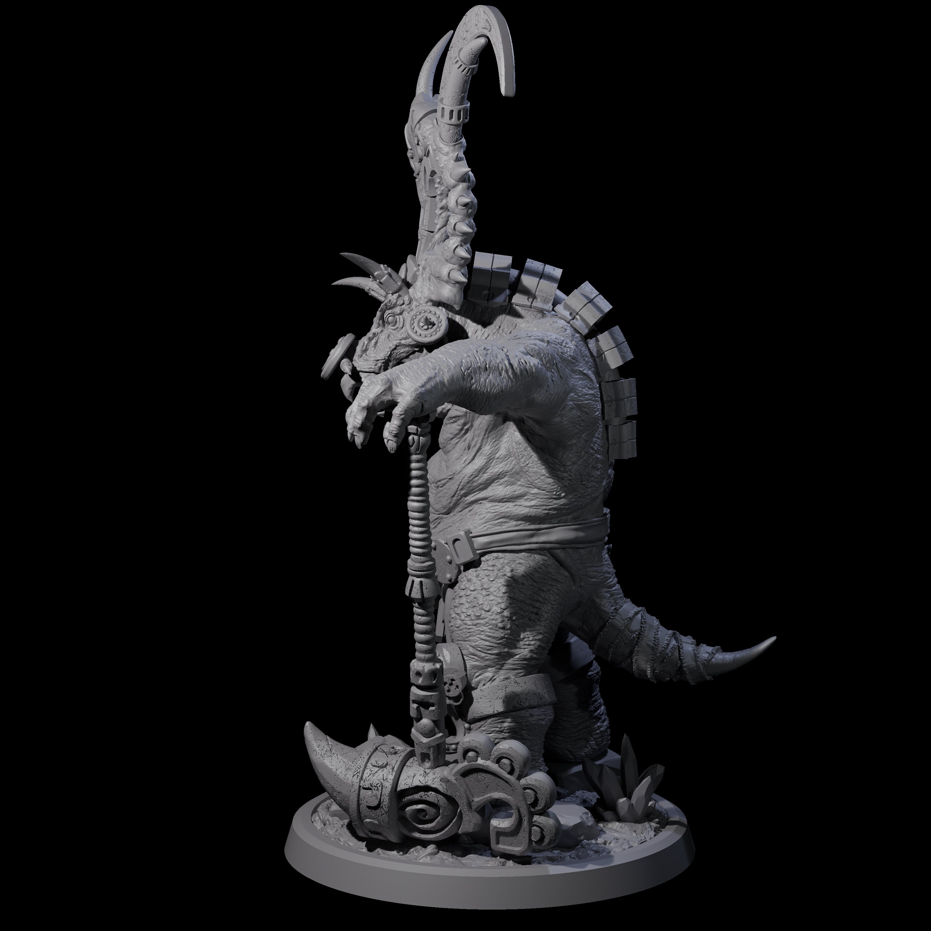 Decorated Dinosaur Lizardfolk Warrior B Miniature for Dungeons and Dragons, Pathfinder or other TTRPGs
