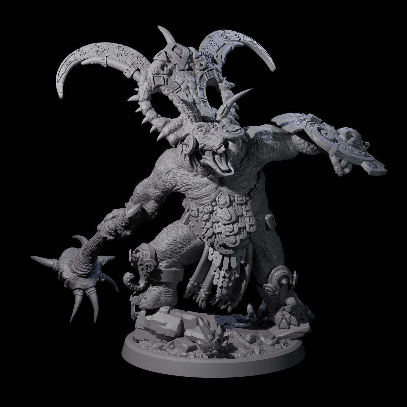 Decorated Dinosaur Lizardfolk Warrior D Miniature for Dungeons and Dragons, Pathfinder or other TTRPGs