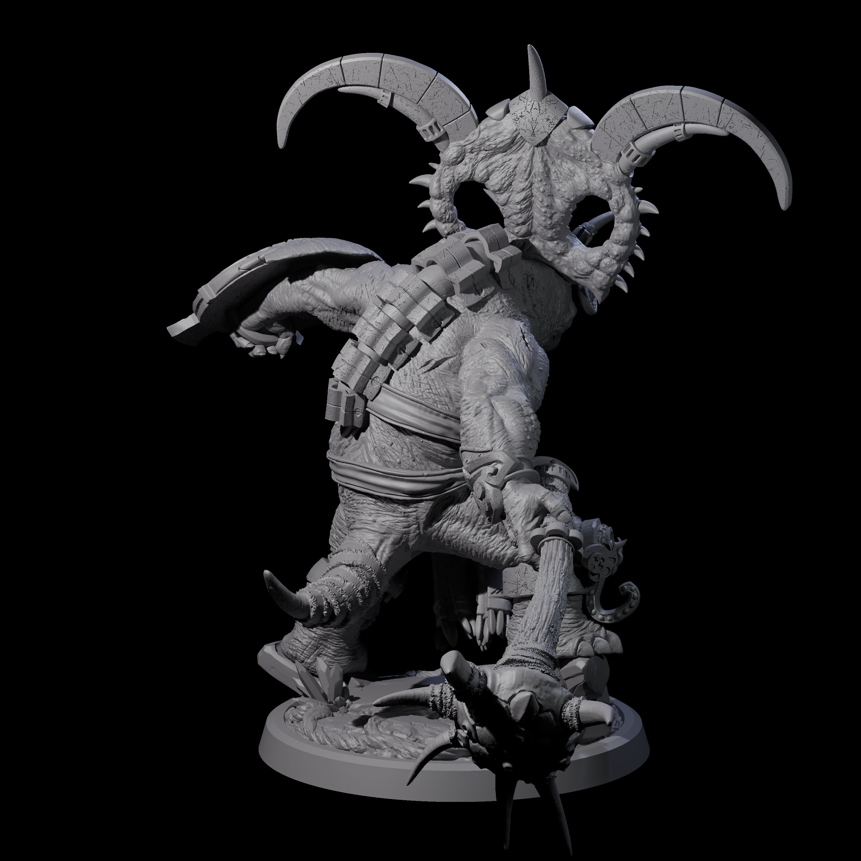 Decorated Dinosaur Lizardfolk Warrior D Miniature for Dungeons and Dragons, Pathfinder or other TTRPGs