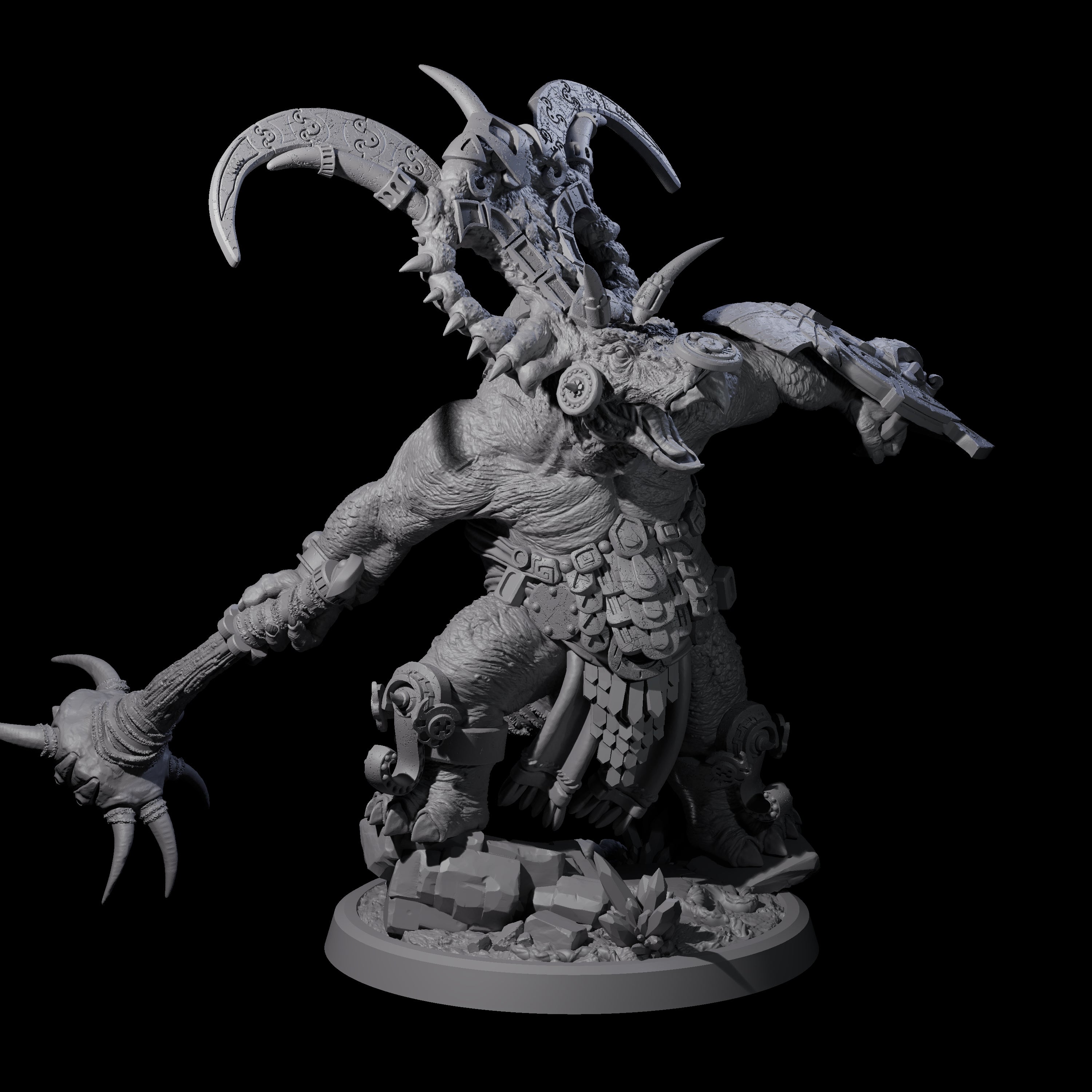 Decorated Dinosaur Lizardfolk Warrior D Miniature for Dungeons and Dragons, Pathfinder or other TTRPGs