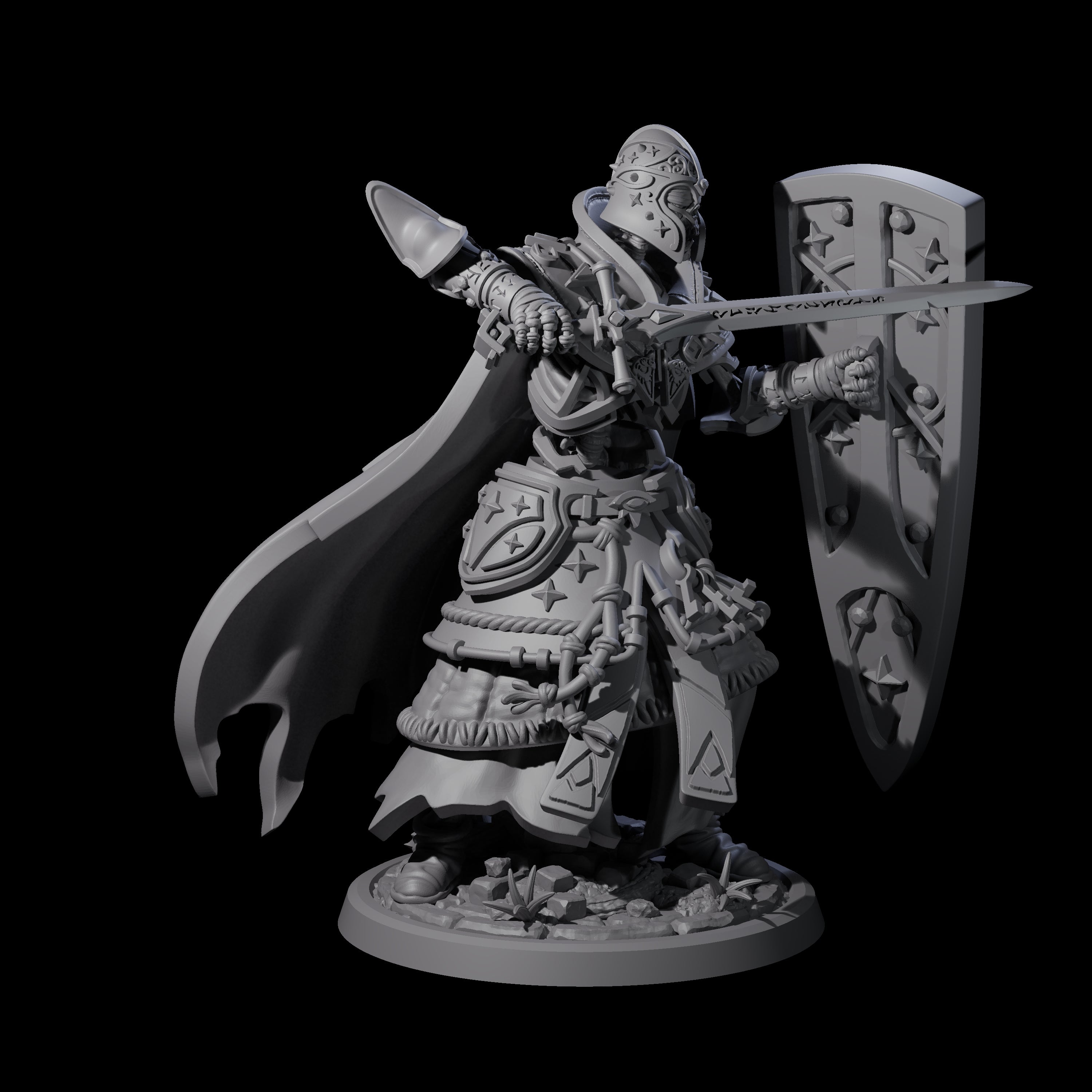 Decorated Skeleton Guard B Miniature for Dungeons and Dragons, Pathfinder or other TTRPGs