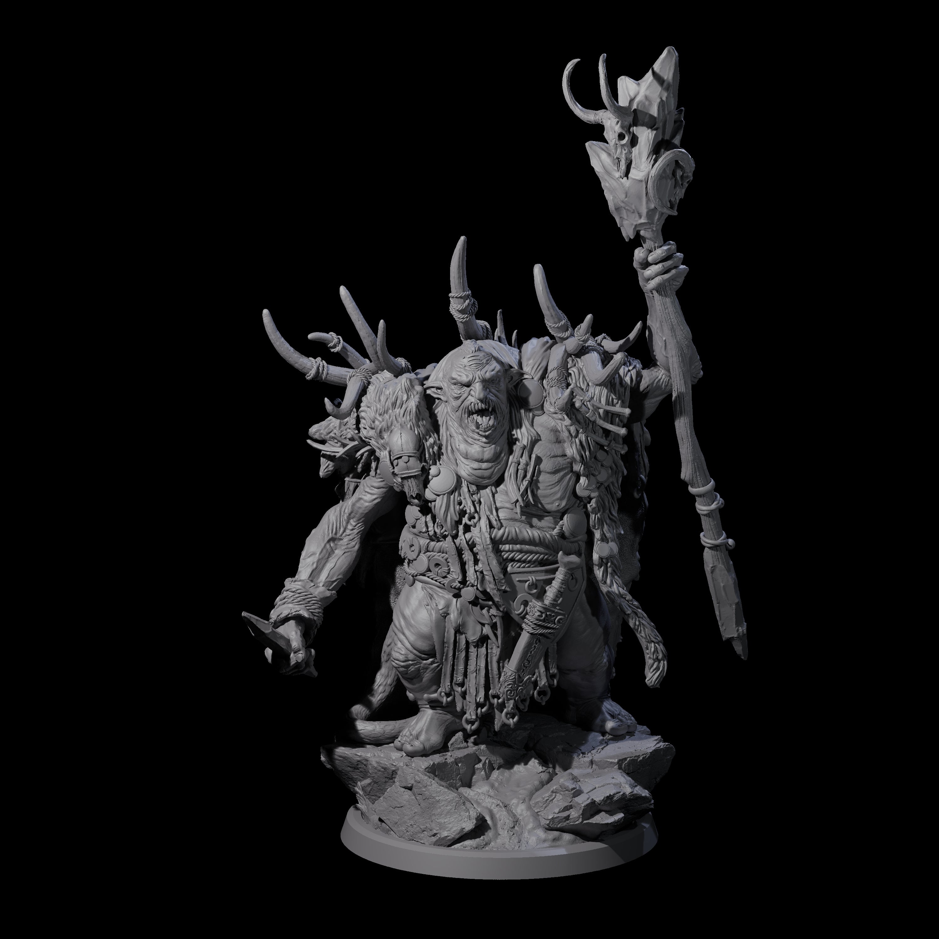 Decorated Tribal Ogre B Miniature for Dungeons and Dragons, Pathfinder or other TTRPGs