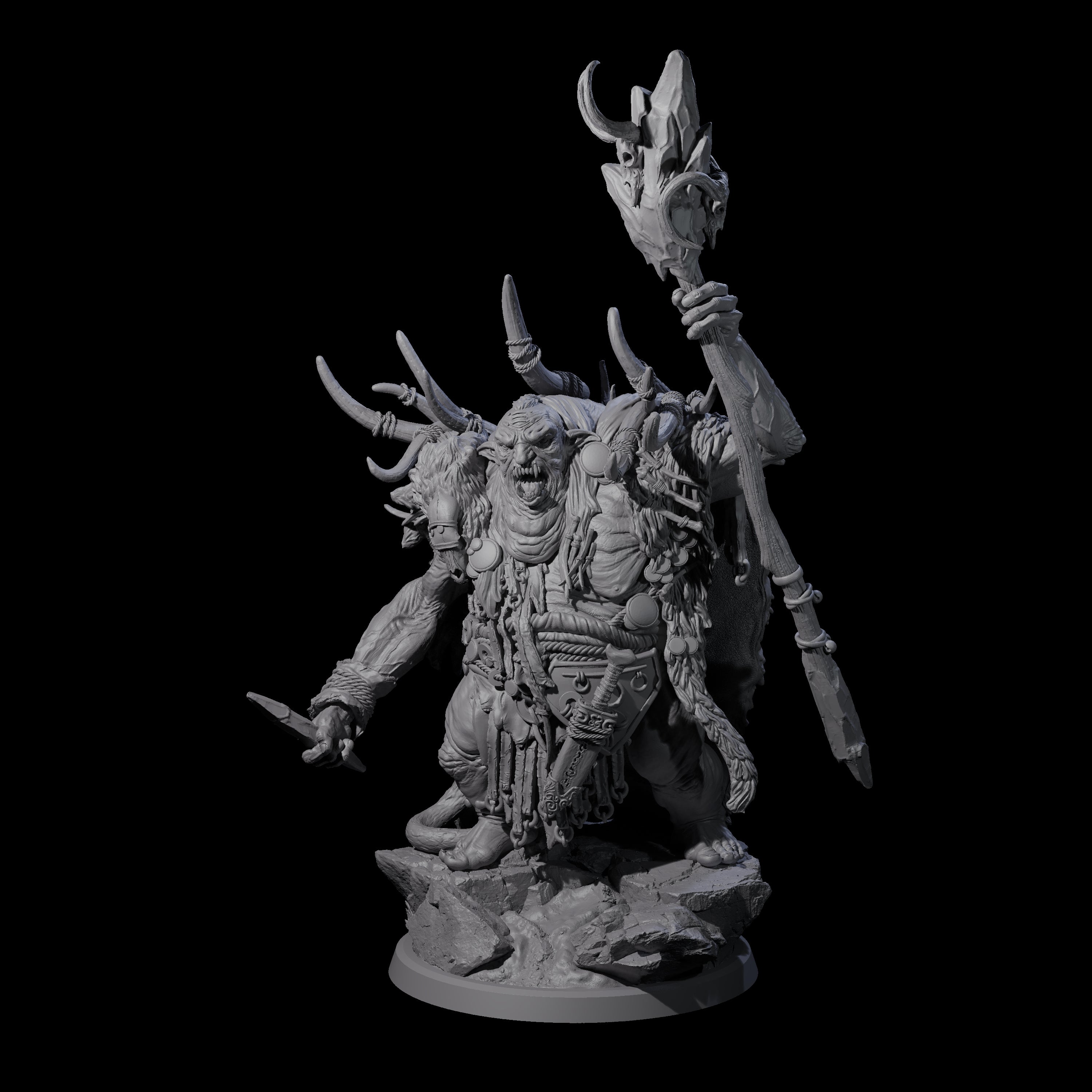 Decorated Tribal Ogre B Miniature for Dungeons and Dragons, Pathfinder or other TTRPGs