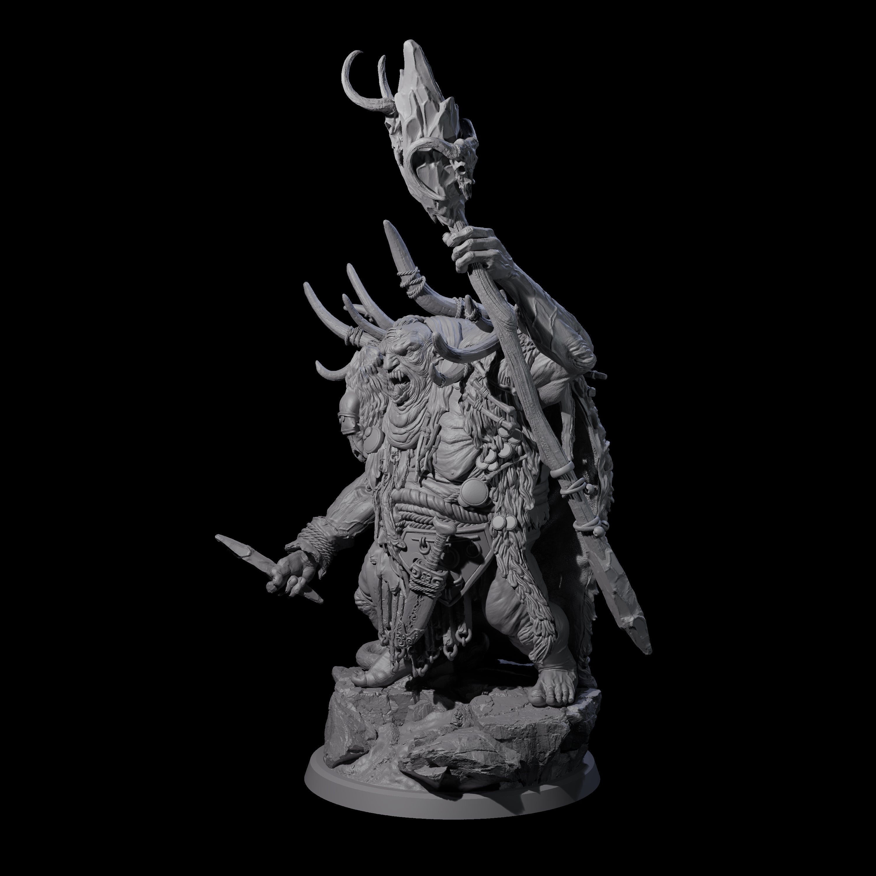 Decorated Tribal Ogre B Miniature for Dungeons and Dragons, Pathfinder or other TTRPGs