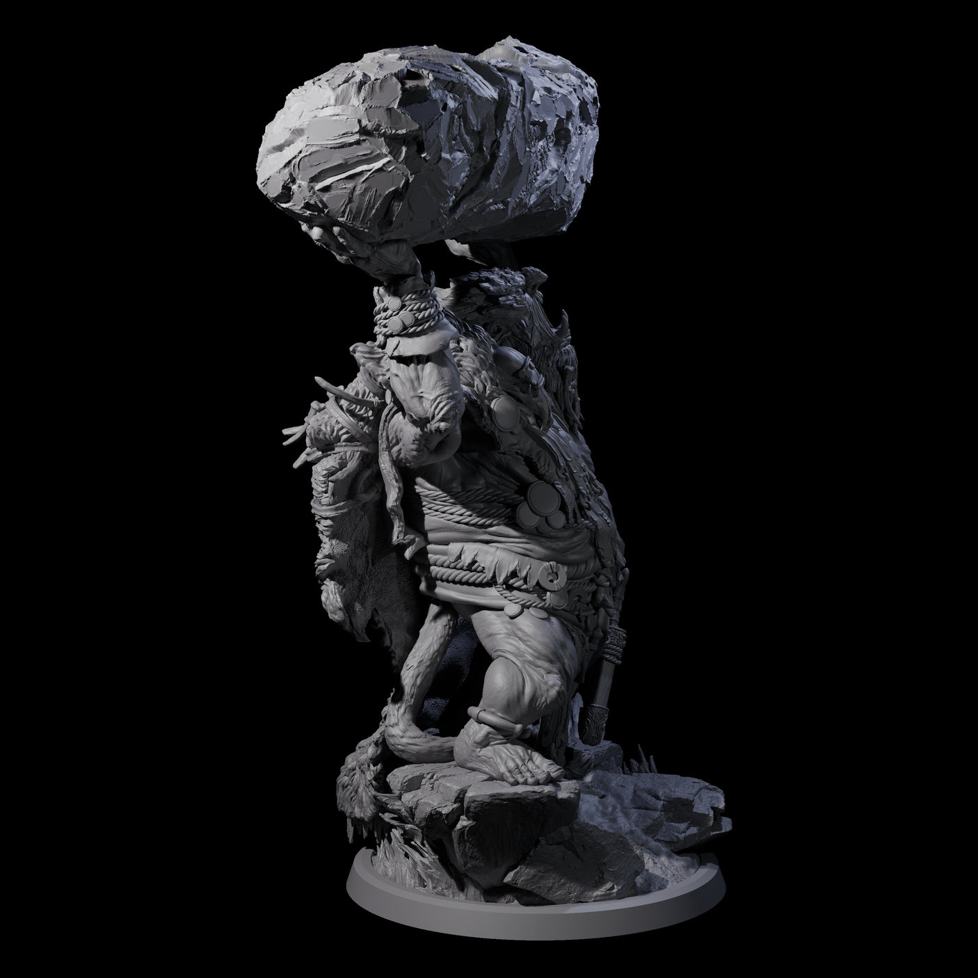 Decorated Tribal Ogre C Miniature for Dungeons and Dragons, Pathfinder or other TTRPGs