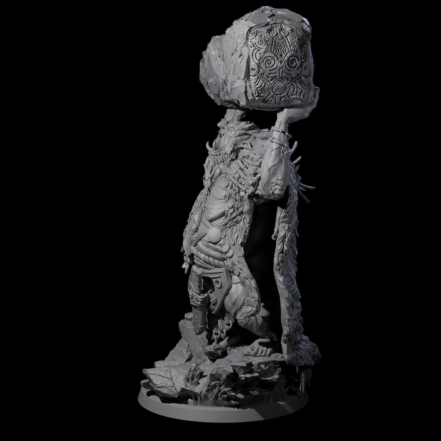 Decorated Tribal Ogre C Miniature for Dungeons and Dragons, Pathfinder or other TTRPGs