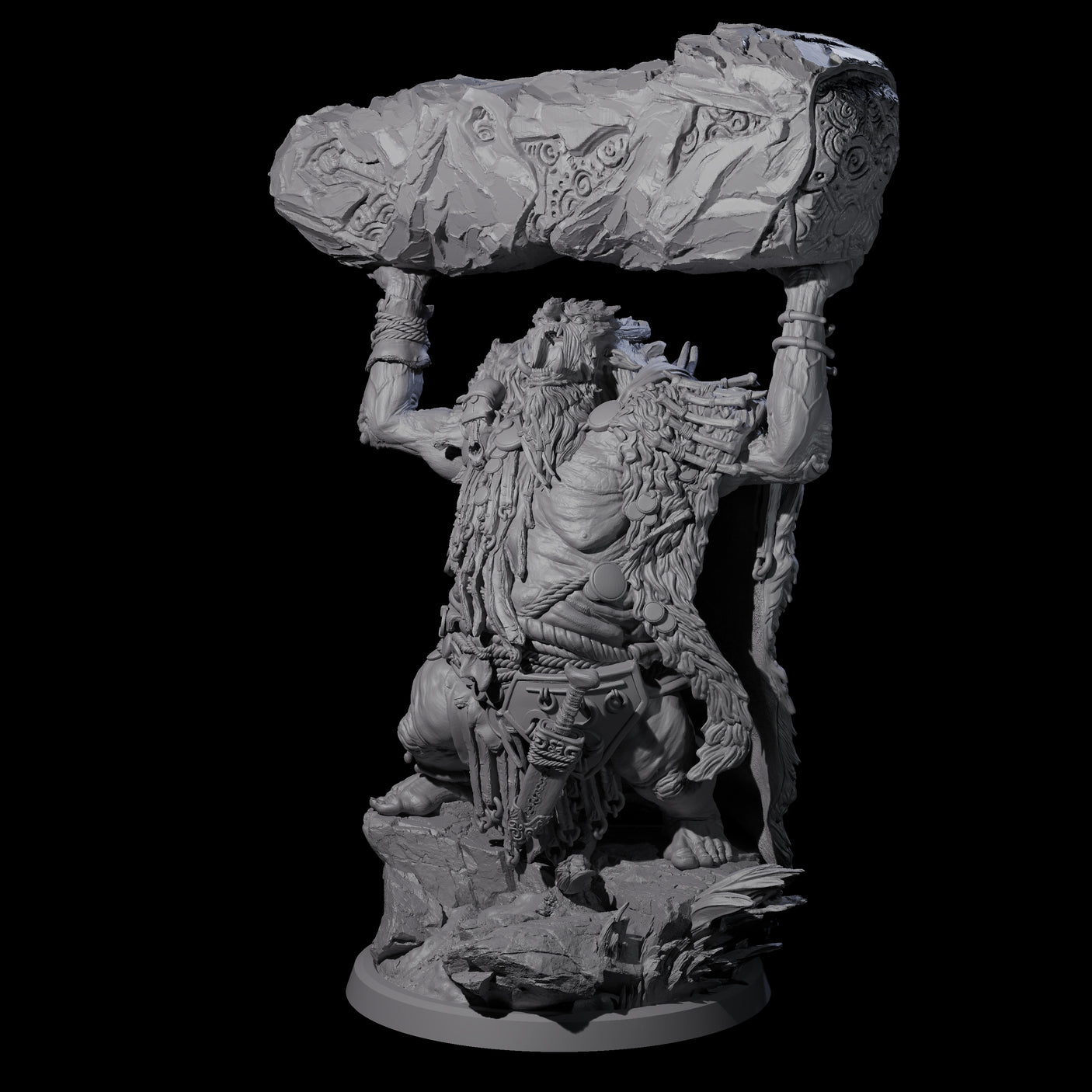 Decorated Tribal Ogre C Miniature for Dungeons and Dragons, Pathfinder or other TTRPGs