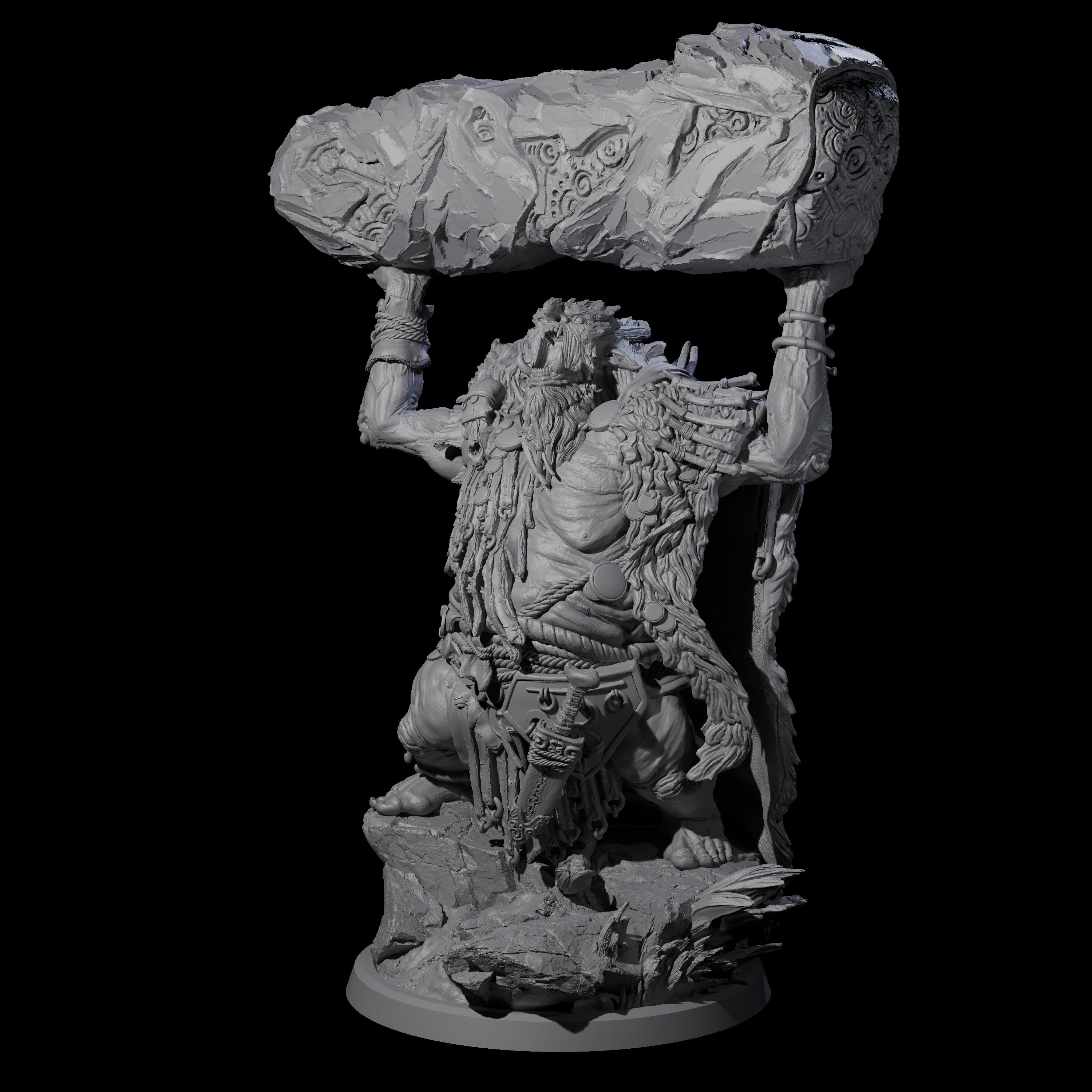 Decorated Tribal Ogre C Miniature for Dungeons and Dragons, Pathfinder or other TTRPGs