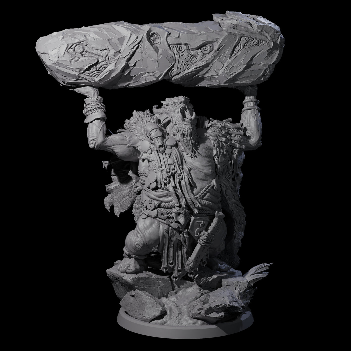 Decorated Tribal Ogre C Miniature for Dungeons and Dragons, Pathfinder or other TTRPGs