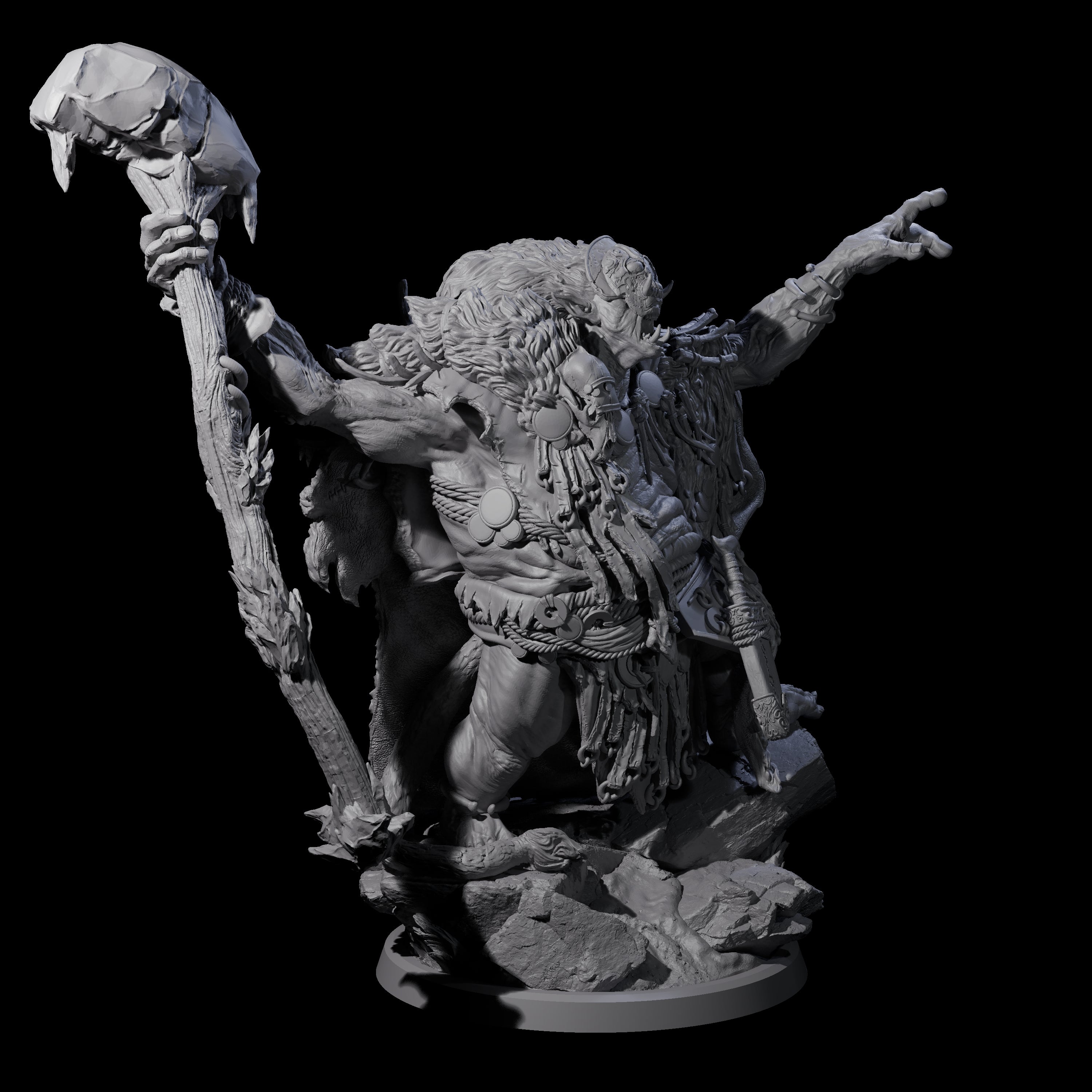 Decorated Tribal Ogre D Miniature for Dungeons and Dragons, Pathfinder or other TTRPGs
