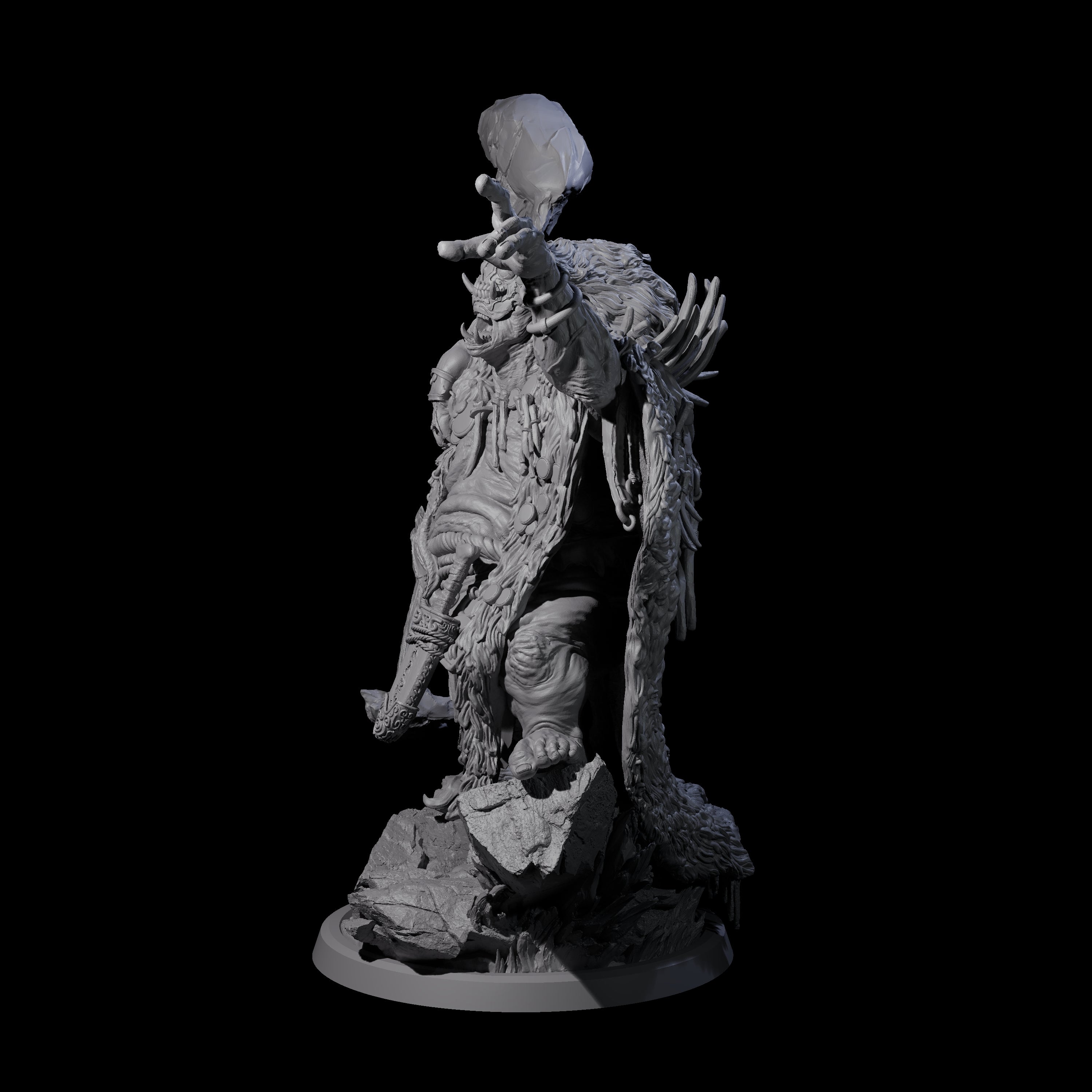 Decorated Tribal Ogre D Miniature for Dungeons and Dragons, Pathfinder or other TTRPGs