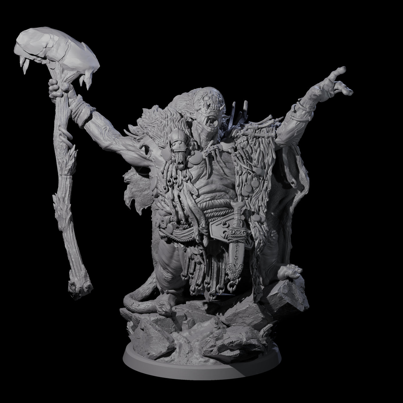 Decorated Tribal Ogre D Miniature for Dungeons and Dragons, Pathfinder or other TTRPGs