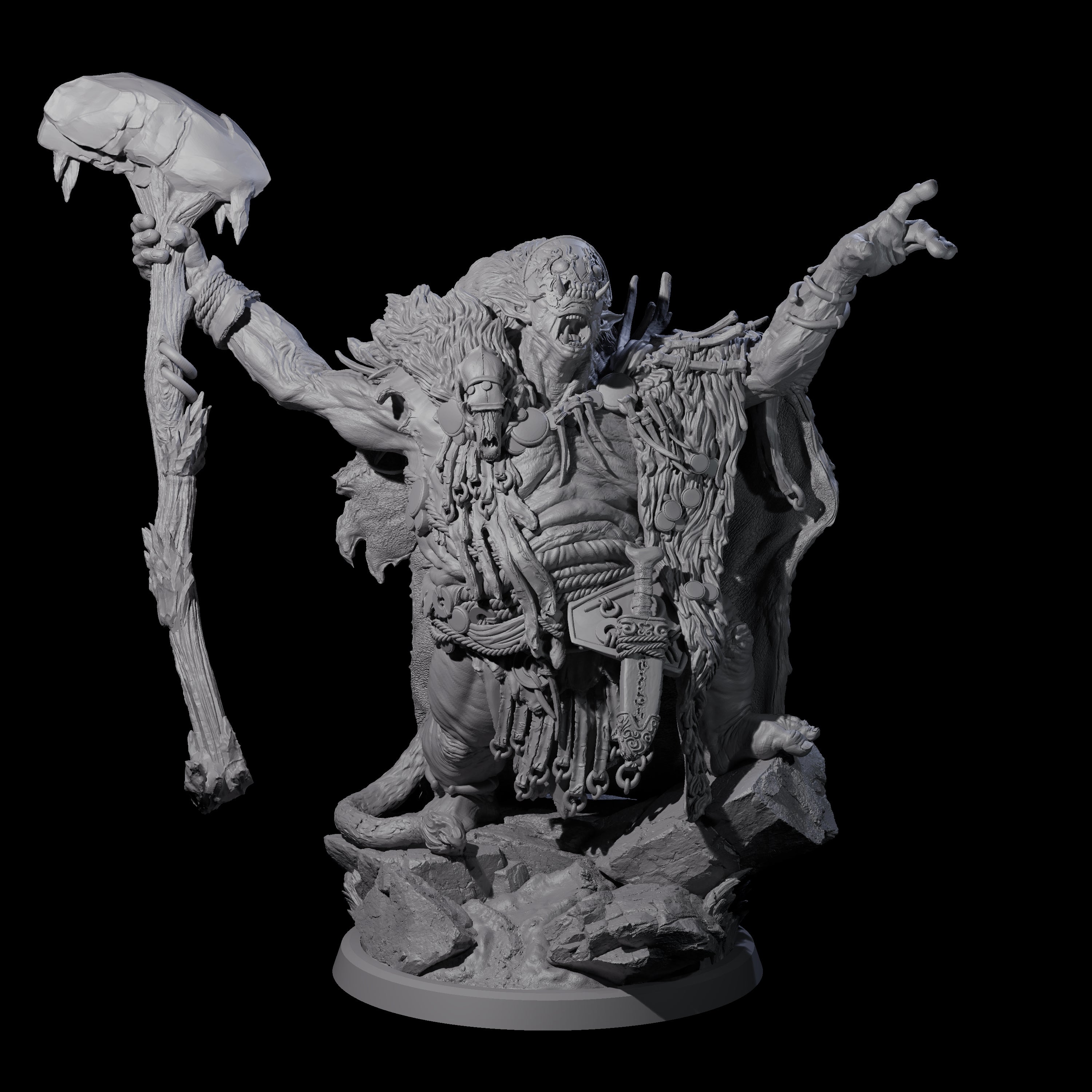 Decorated Tribal Ogre D Miniature for Dungeons and Dragons, Pathfinder or other TTRPGs