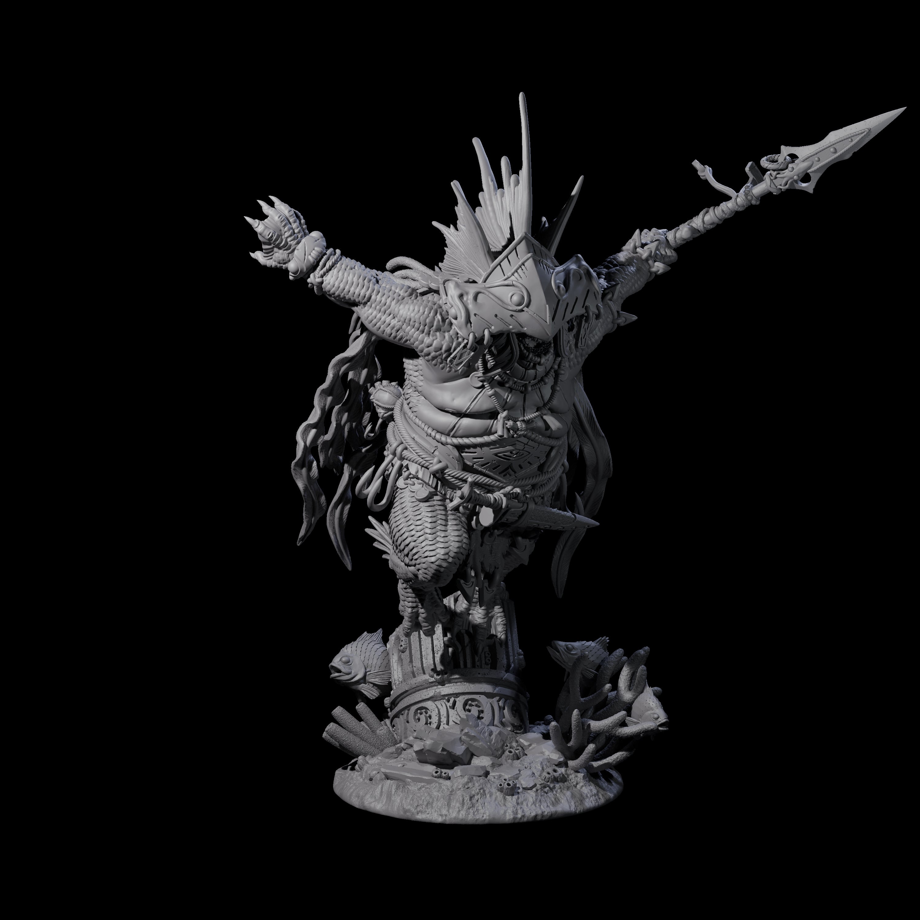 Deep One Shaman Miniature for Dungeons and Dragons, Pathfinder or other TTRPGs