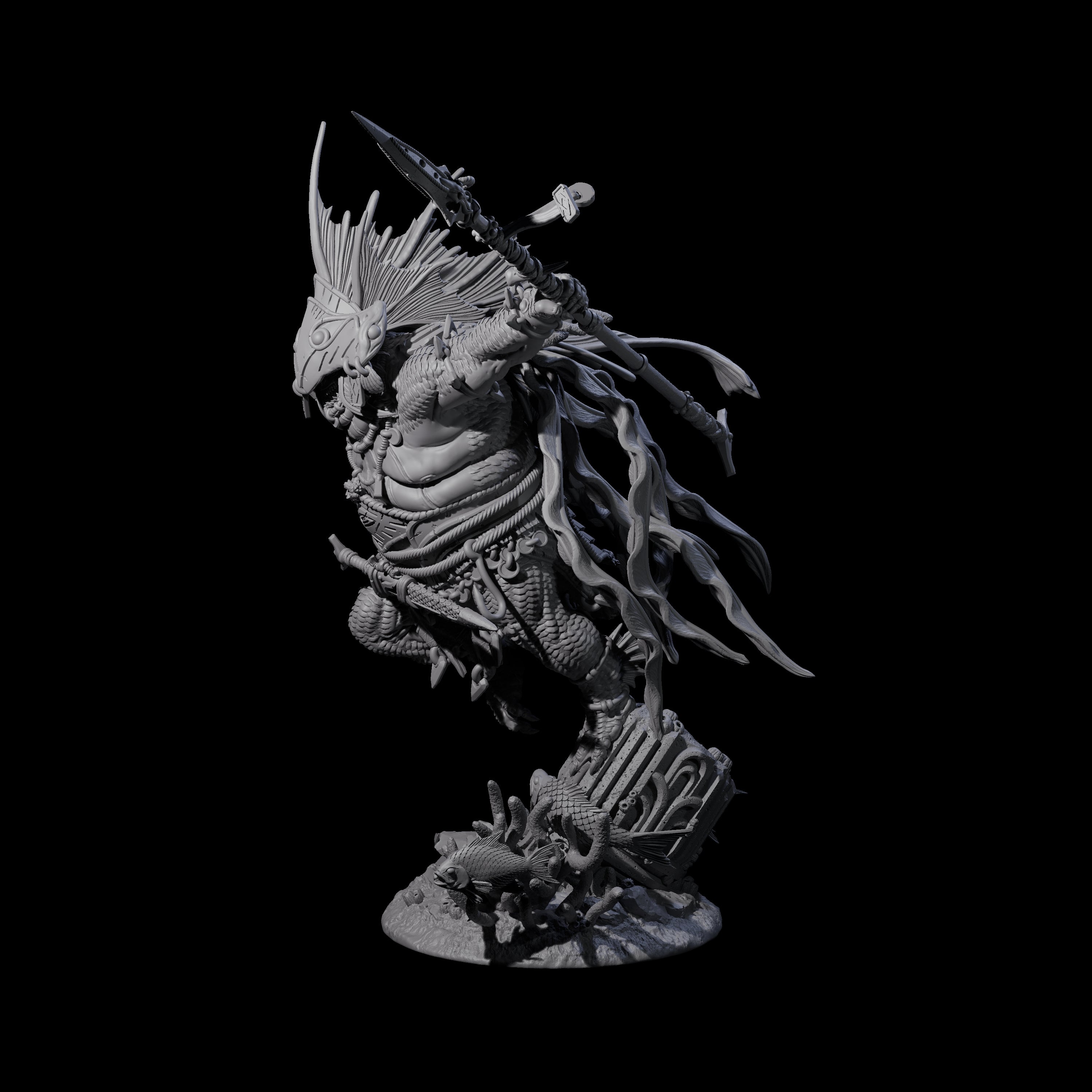 Deep One Shaman Miniature for Dungeons and Dragons, Pathfinder or other TTRPGs
