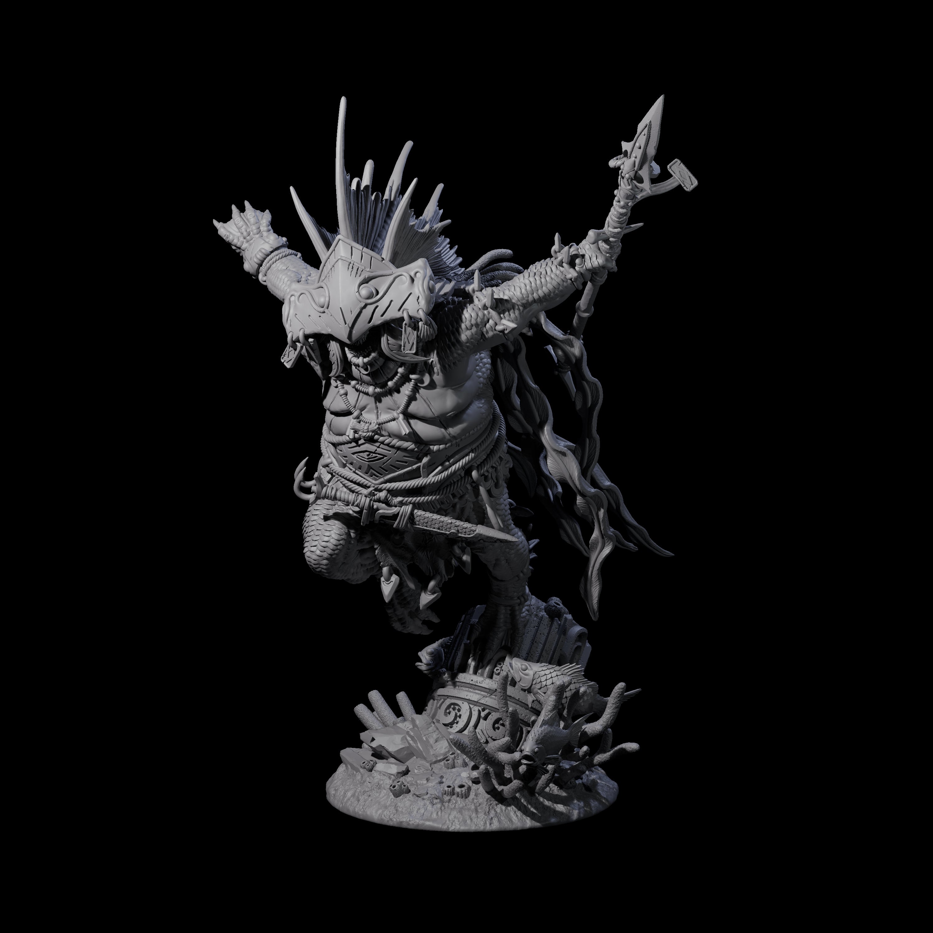 Deep One Shaman Miniature for Dungeons and Dragons, Pathfinder or other TTRPGs