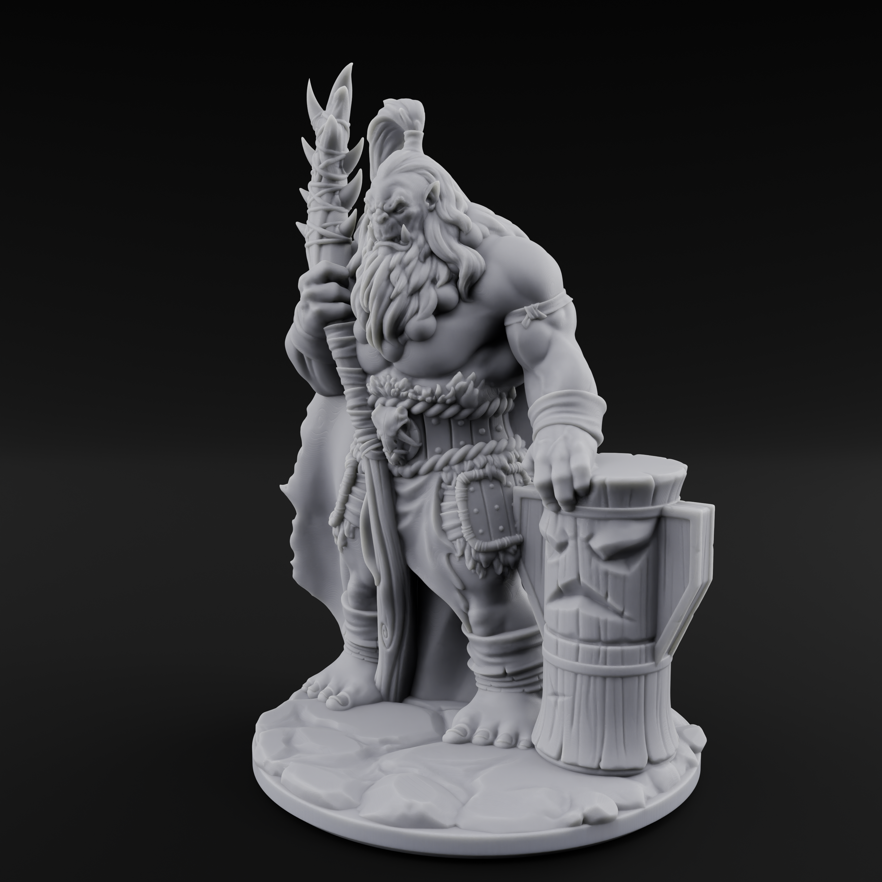 Deep Thinking Orc Shaman Miniature for Dungeons and Dragons, Pathfinder or other TTRPGs