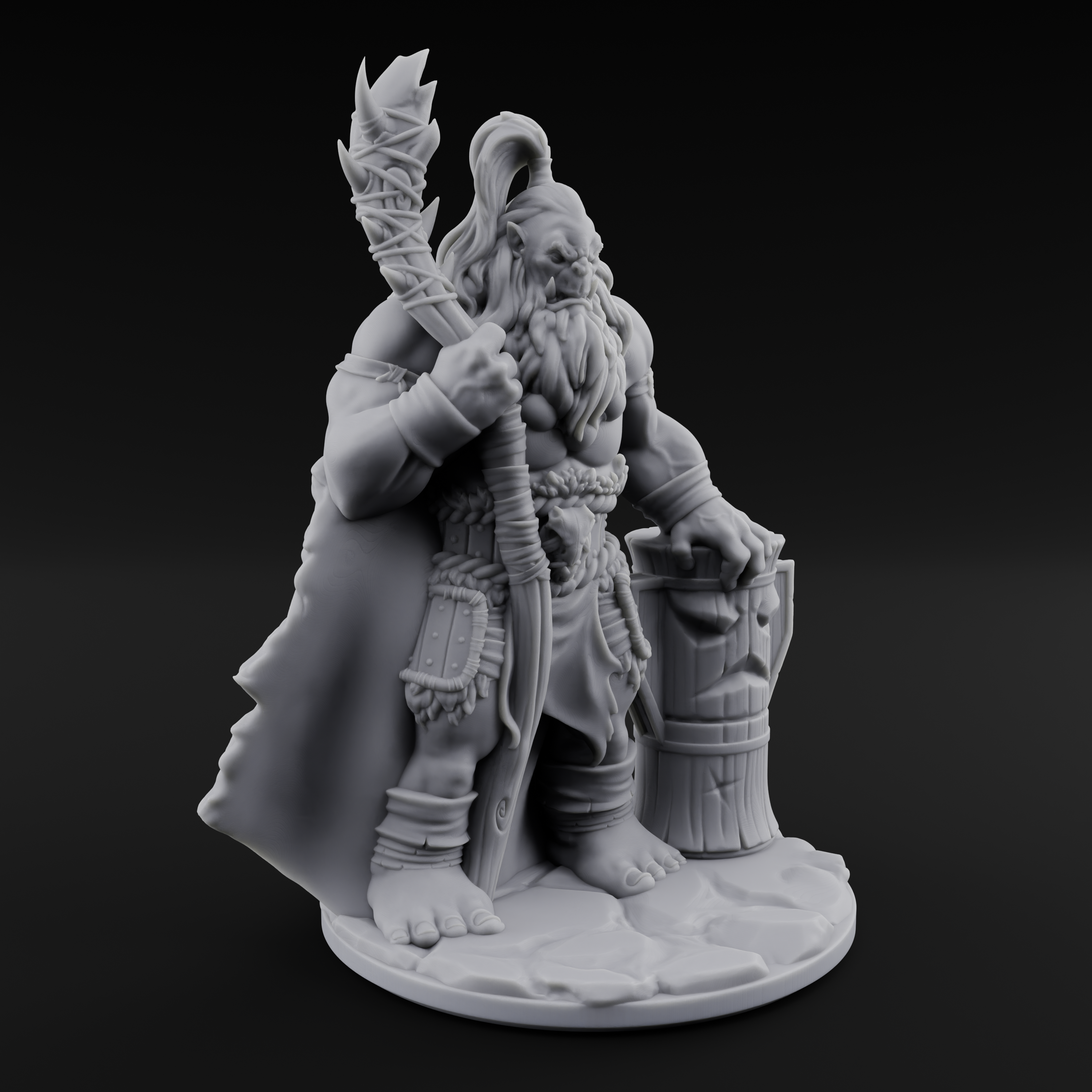 Deep Thinking Orc Shaman Miniature for Dungeons and Dragons, Pathfinder or other TTRPGs