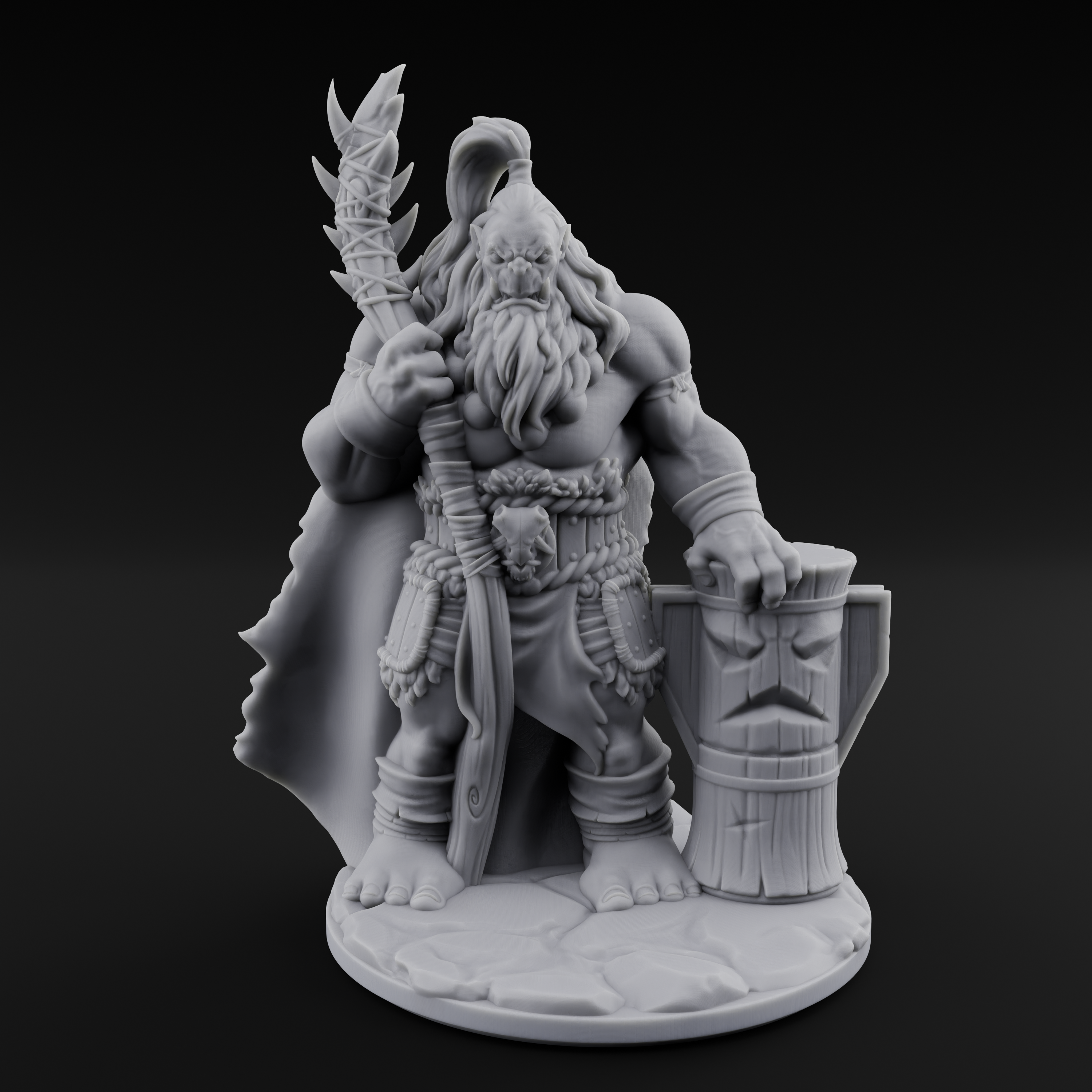 Deep Thinking Orc Shaman Miniature for Dungeons and Dragons, Pathfinder or other TTRPGs