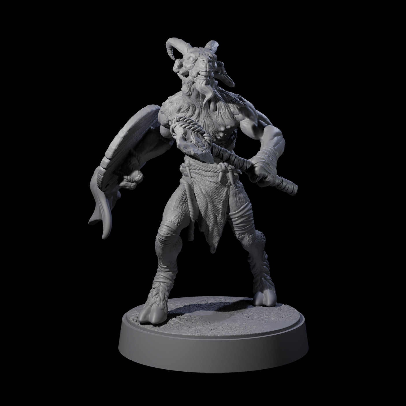 Defiant Goatfolk Fighter C Miniature for Dungeons and Dragons, Pathfinder or other TTRPGs