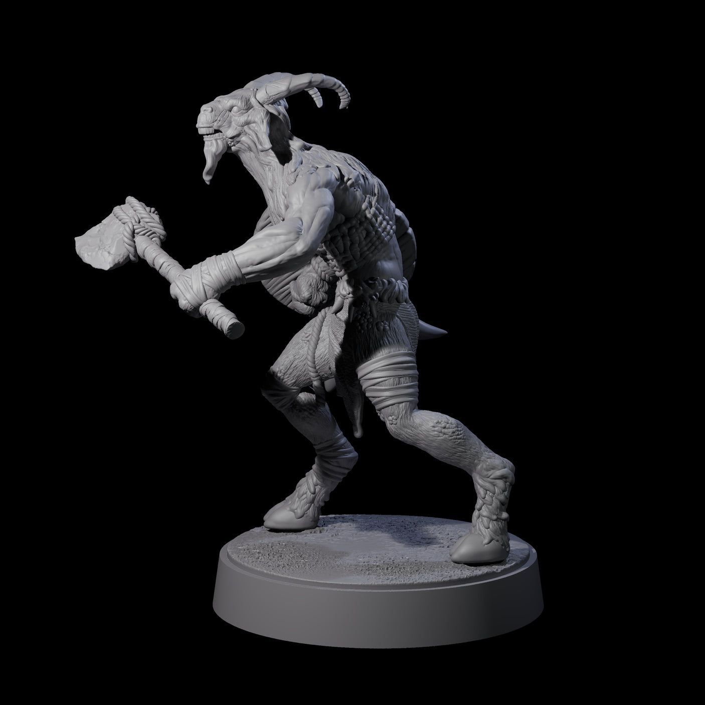 Defiant Goatfolk Fighter C Miniature for Dungeons and Dragons, Pathfinder or other TTRPGs
