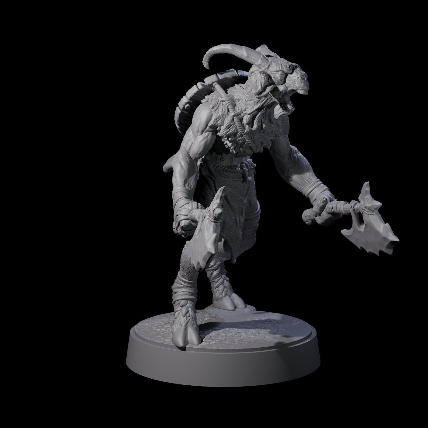 Defiant Goatfolk Fighter E Miniature for Dungeons and Dragons, Pathfinder or other TTRPGs