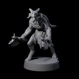 Defiant Goatfolk Fighter E Miniature for Dungeons and Dragons, Pathfinder or other TTRPGs