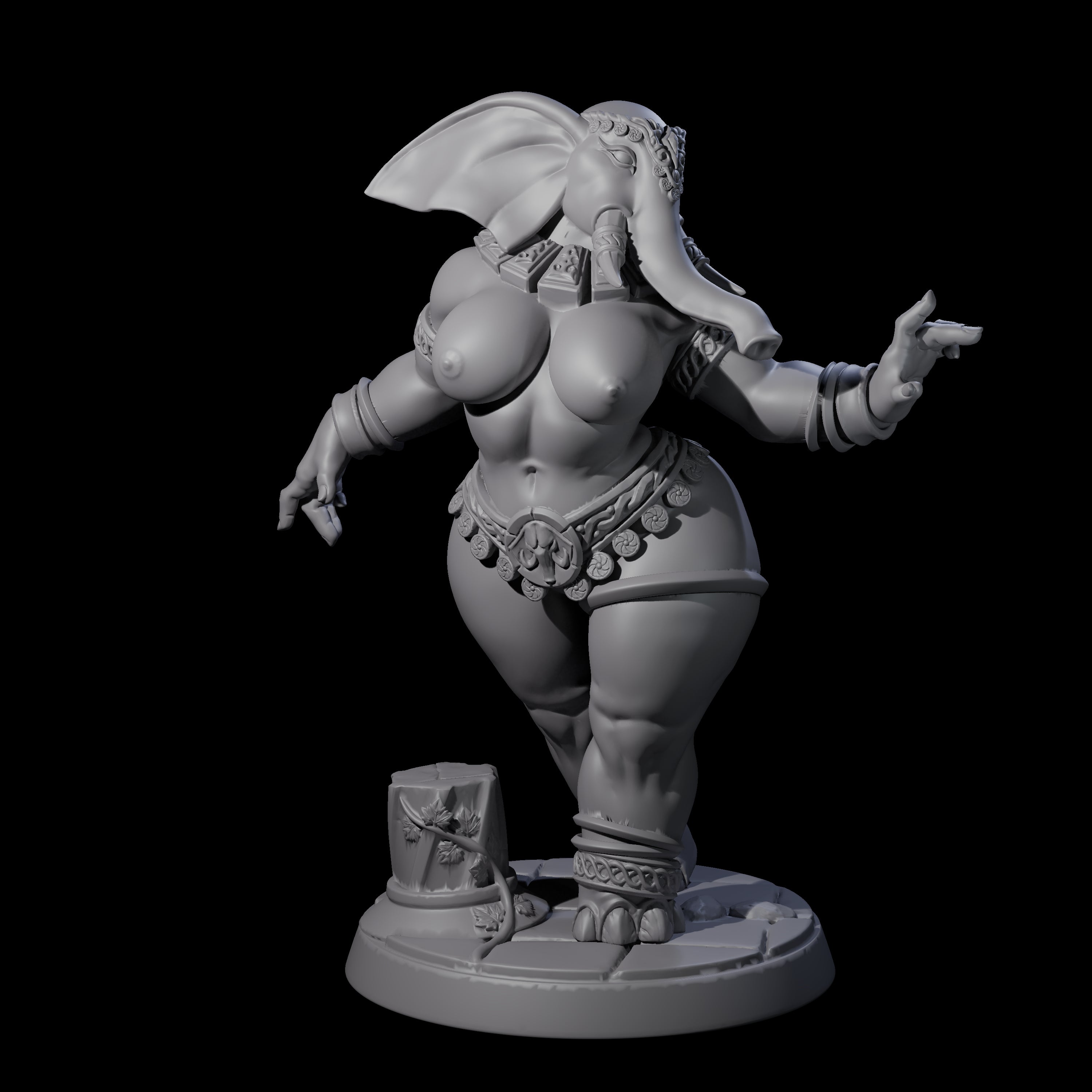 Delicate Loxodon Pinup Miniature for Dungeons and Dragons, Pathfinder or other TTRPGs