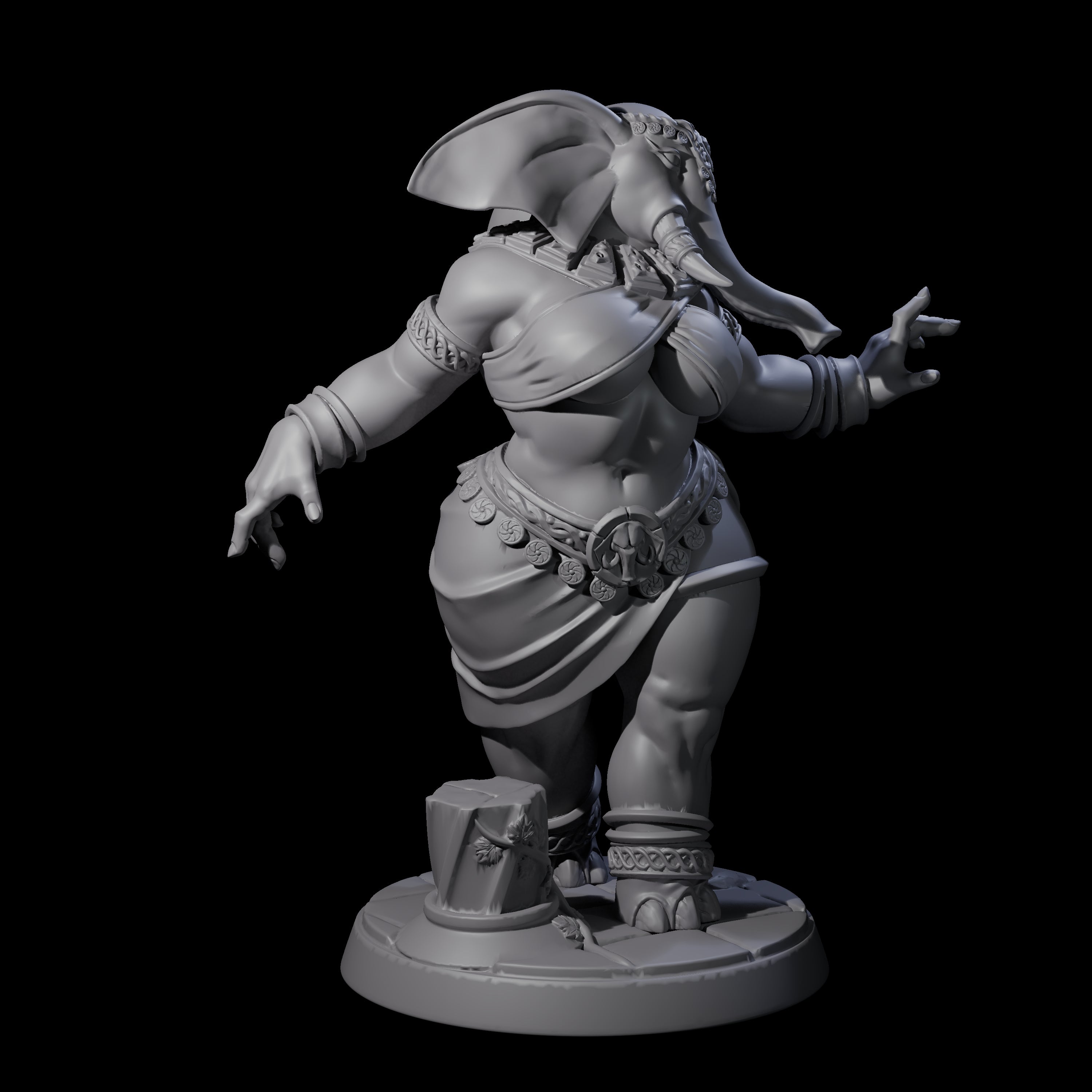 Delicate Loxodon Pinup Miniature for Dungeons and Dragons, Pathfinder or other TTRPGs