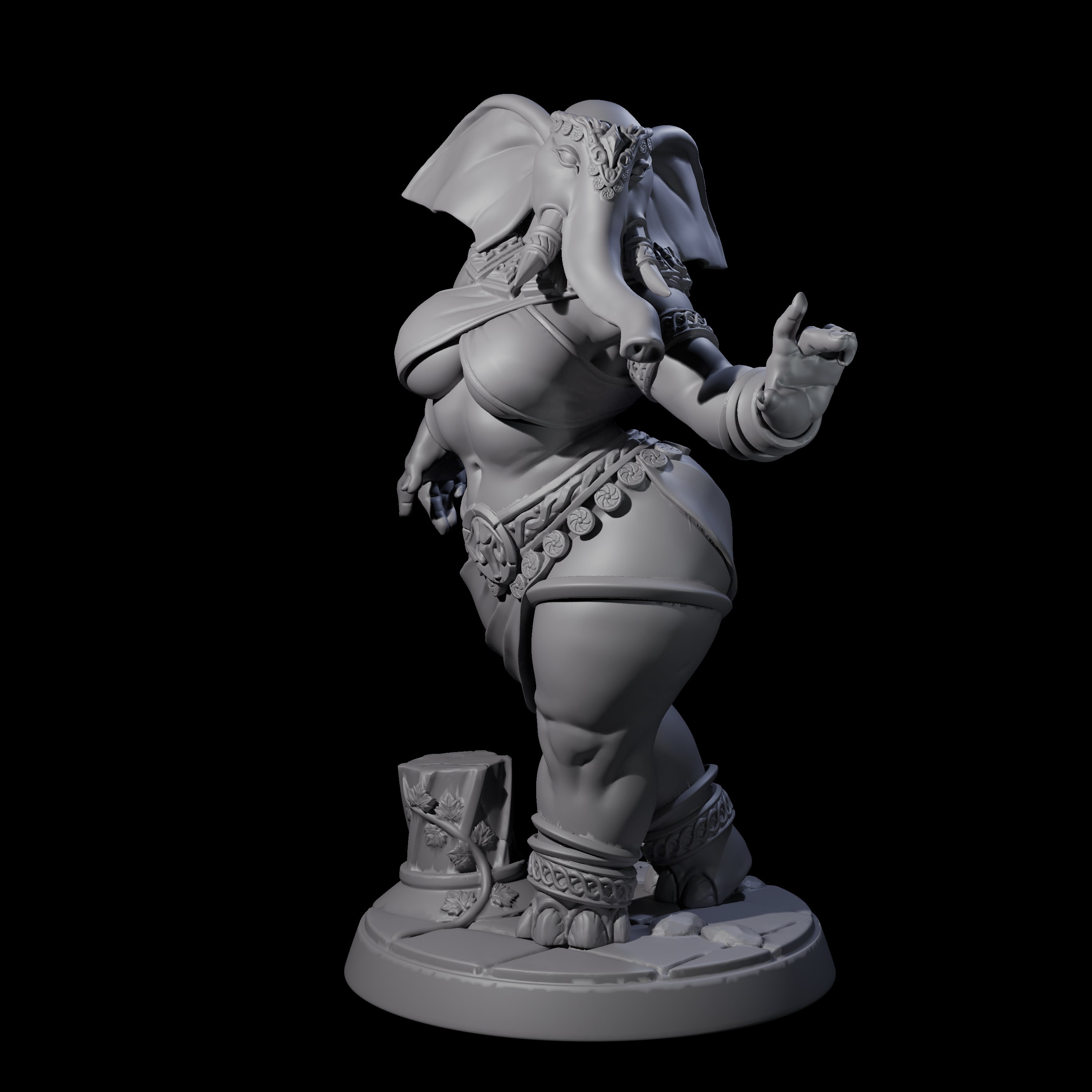 Delicate Loxodon Pinup Miniature for Dungeons and Dragons, Pathfinder or other TTRPGs