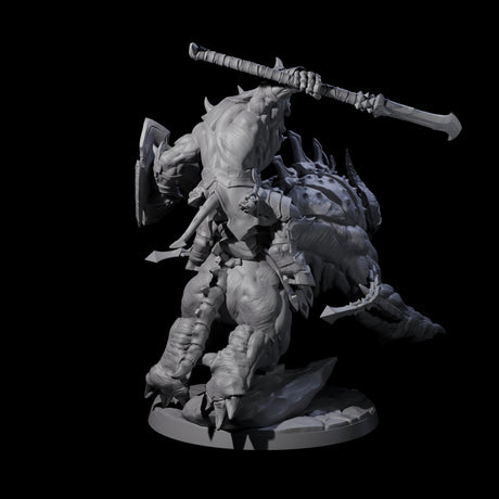 Demonic Ravager riding Hellhound A Miniature for Dungeons and Dragons, Pathfinder or other TTRPGs