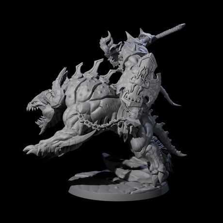 Demonic Ravager riding Hellhound A Miniature for Dungeons and Dragons, Pathfinder or other TTRPGs