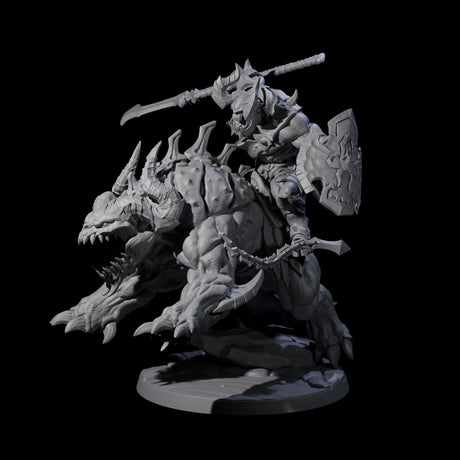 Demonic Ravager riding Hellhound A Miniature for Dungeons and Dragons, Pathfinder or other TTRPGs