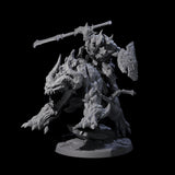 Demonic Ravager riding Hellhound A Miniature for Dungeons and Dragons, Pathfinder or other TTRPGs