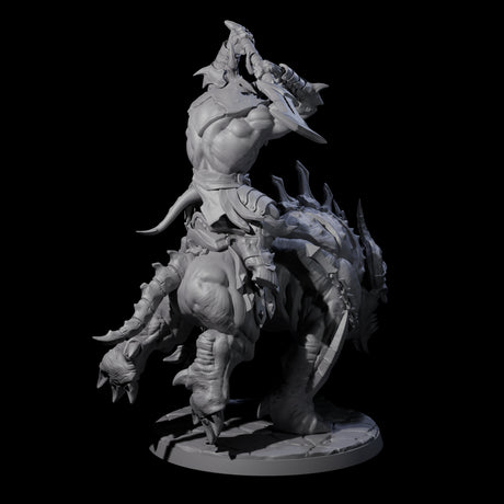 Demonic Ravager riding Hellhound B Miniature for Dungeons and Dragons, Pathfinder or other TTRPGs